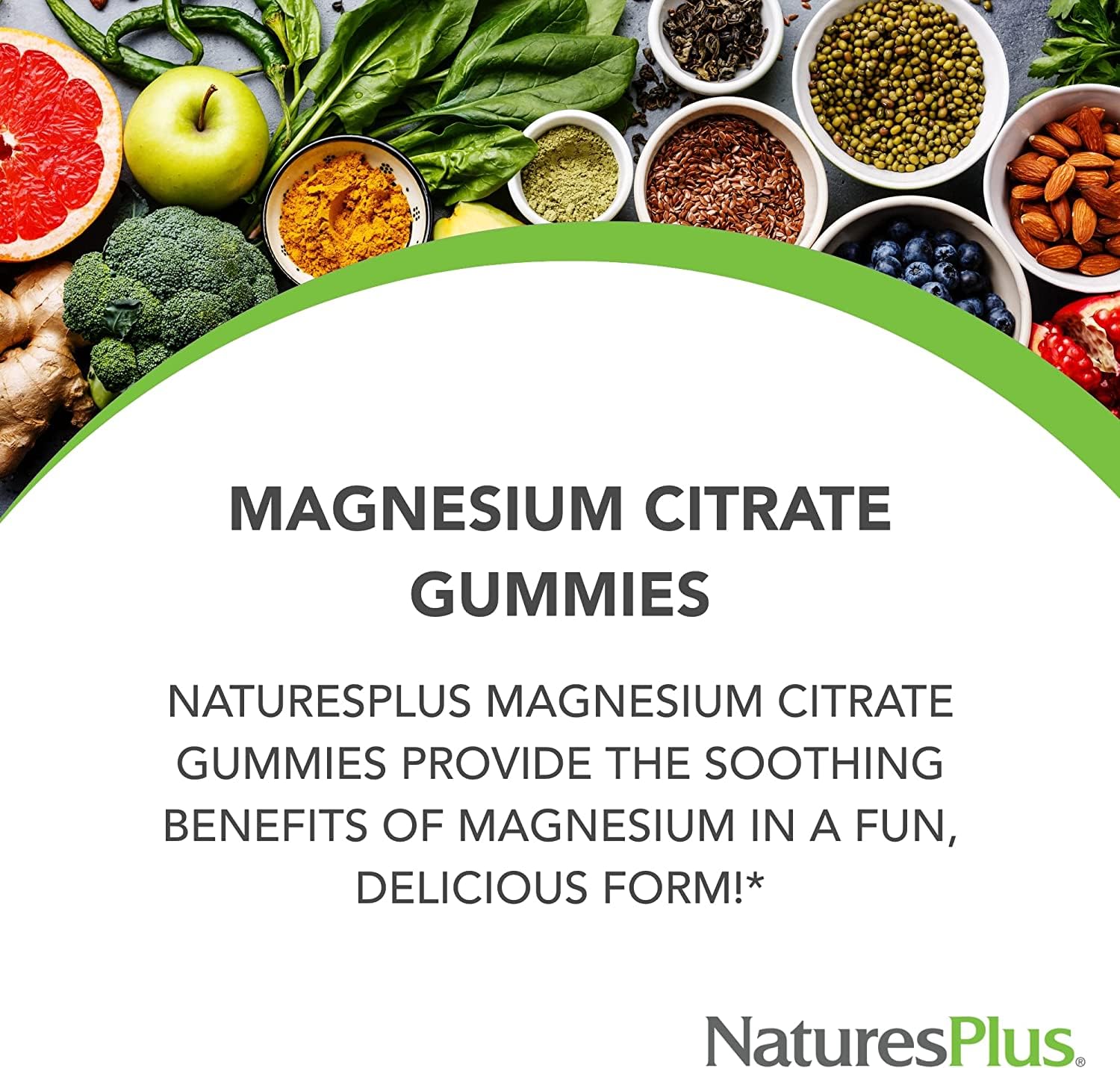 NaturesPlus Magnesium Citrate Gummies Raspberry - 75 Gummies | Calm Mind & Body, Bone Support