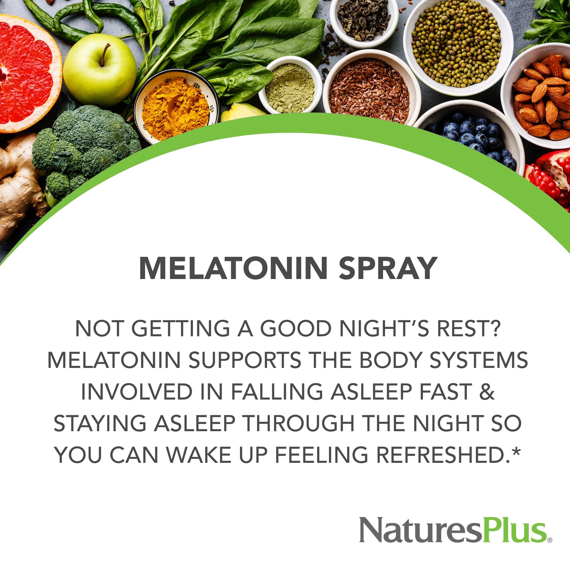 NaturesPlus Melatonin Spray – Peppermint, 2 fl oz, Pack of 2, B6 & E