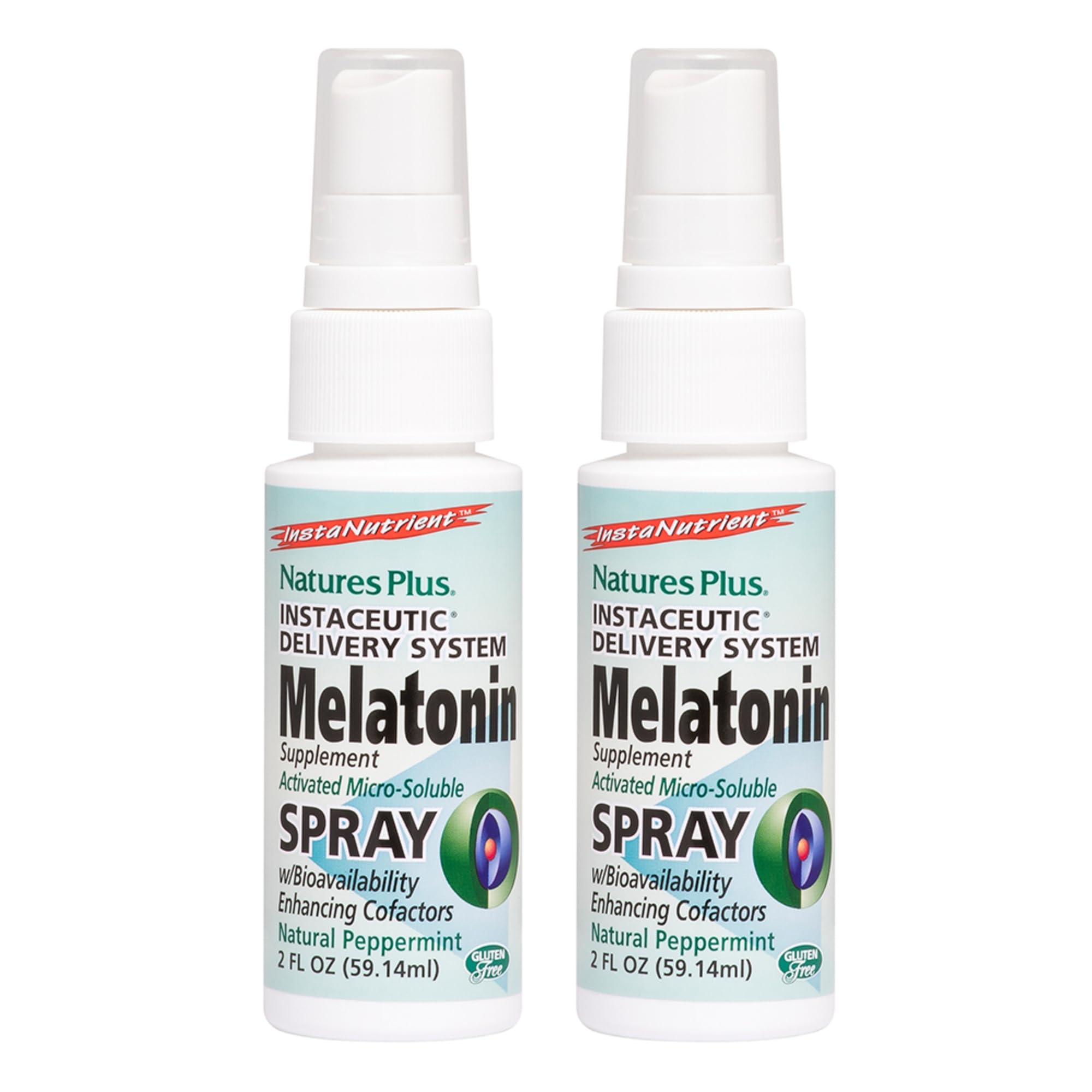 NaturesPlus Melatonin Spray – Peppermint, 2 fl oz, Pack of 2, B6 & E