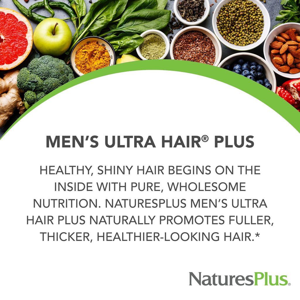 NaturesPlus Men's Ultra Hair Plus – Hair Growth Supplement, 60 Tablets
