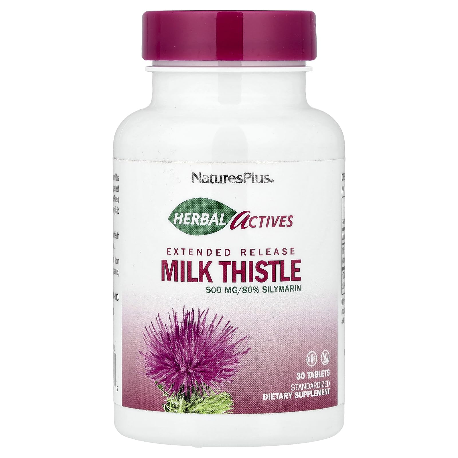 NaturesPlus Milk Thistle Extended Release 500mg | 80% Silymarin | 30 Servings | Gluten-Free
