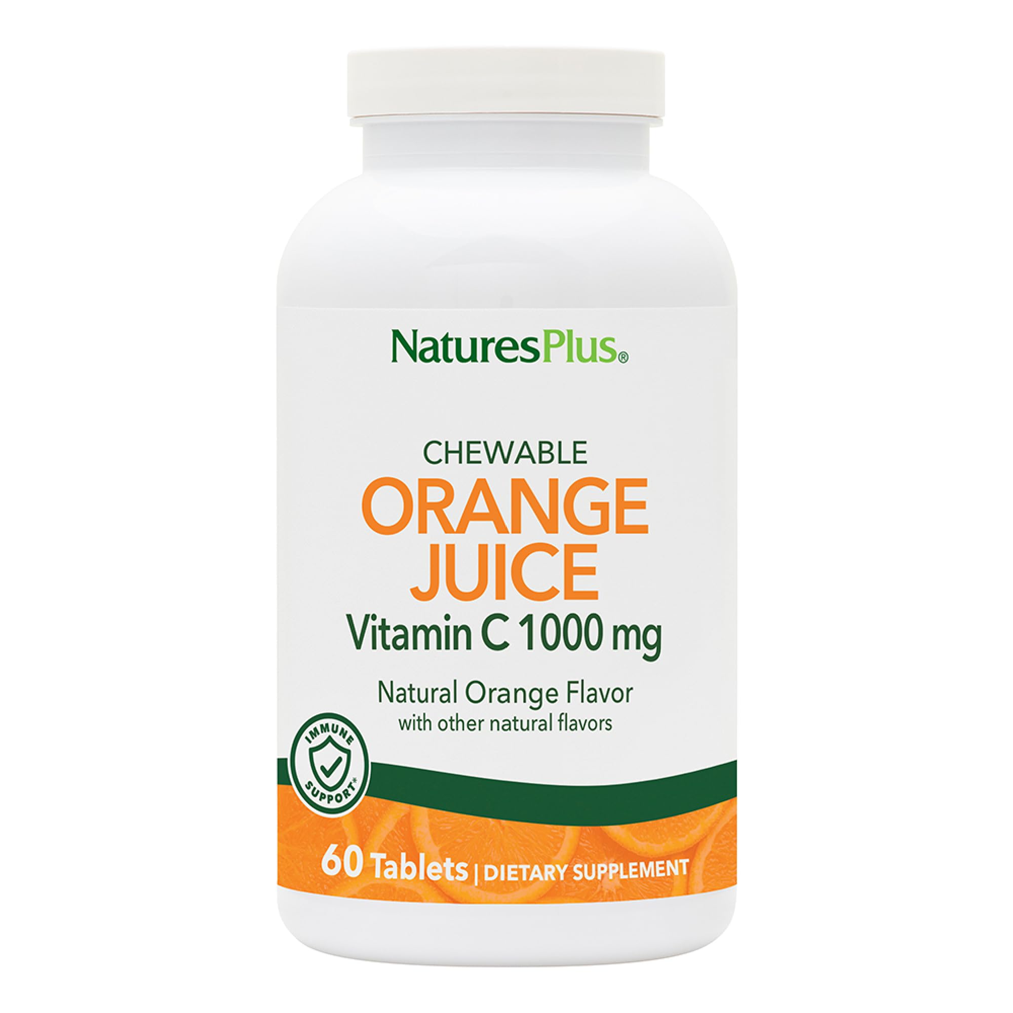 NaturesPlus Orange Juice Vitamin C 1000 mg – 60 Chewables | High-Potency Immune Support, Vegan & Gluten Free | 60 Servings