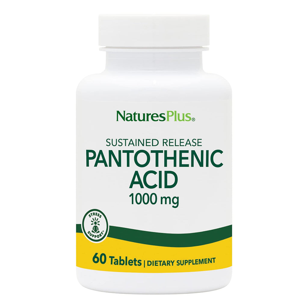 NaturesPlus Pantothenic Acid, Sustained Release - 1000 mg | 60 Tablets | High-Potency Vitamin B5, Vegetarian & Gluten Free