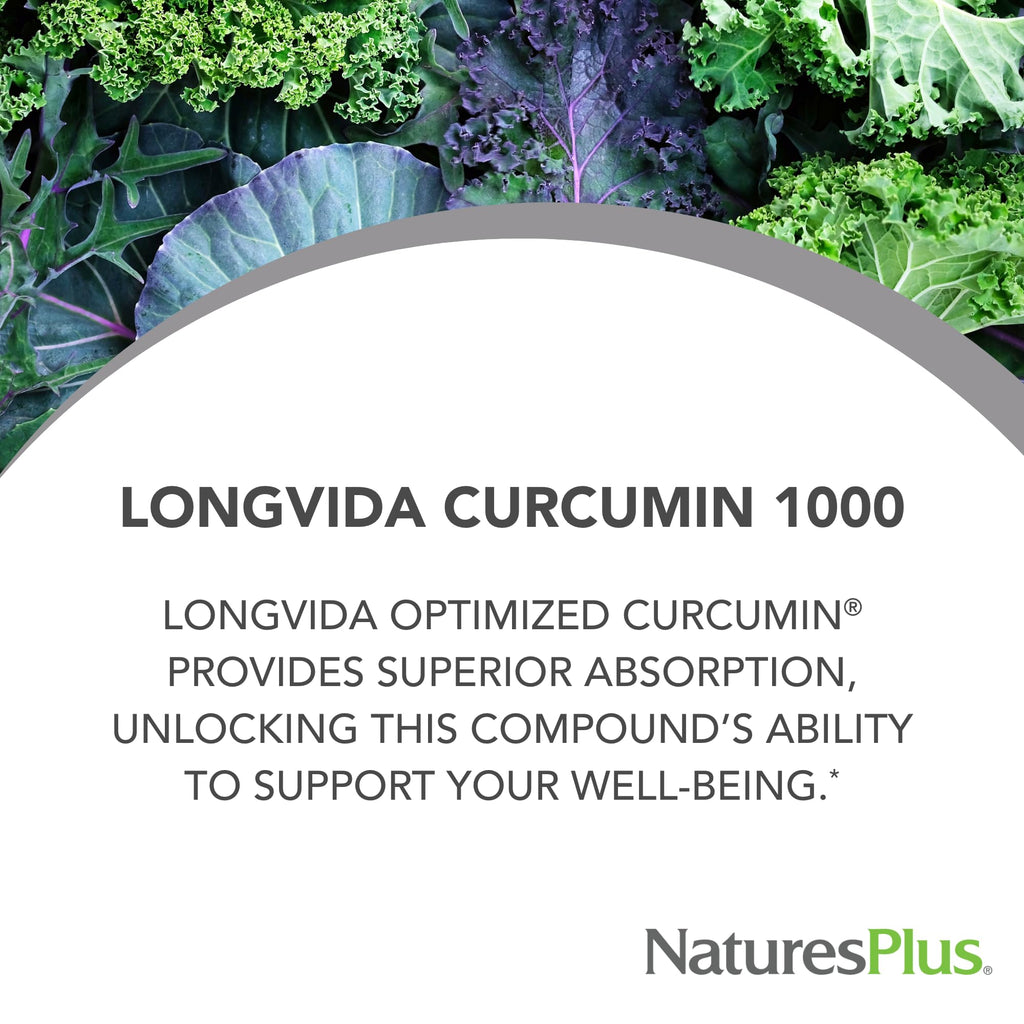NaturesPlus PRO Longvida Curcumin 1000 mg - 60 Mini-Tabs, 30 Servings - Non-GMO, Vegan