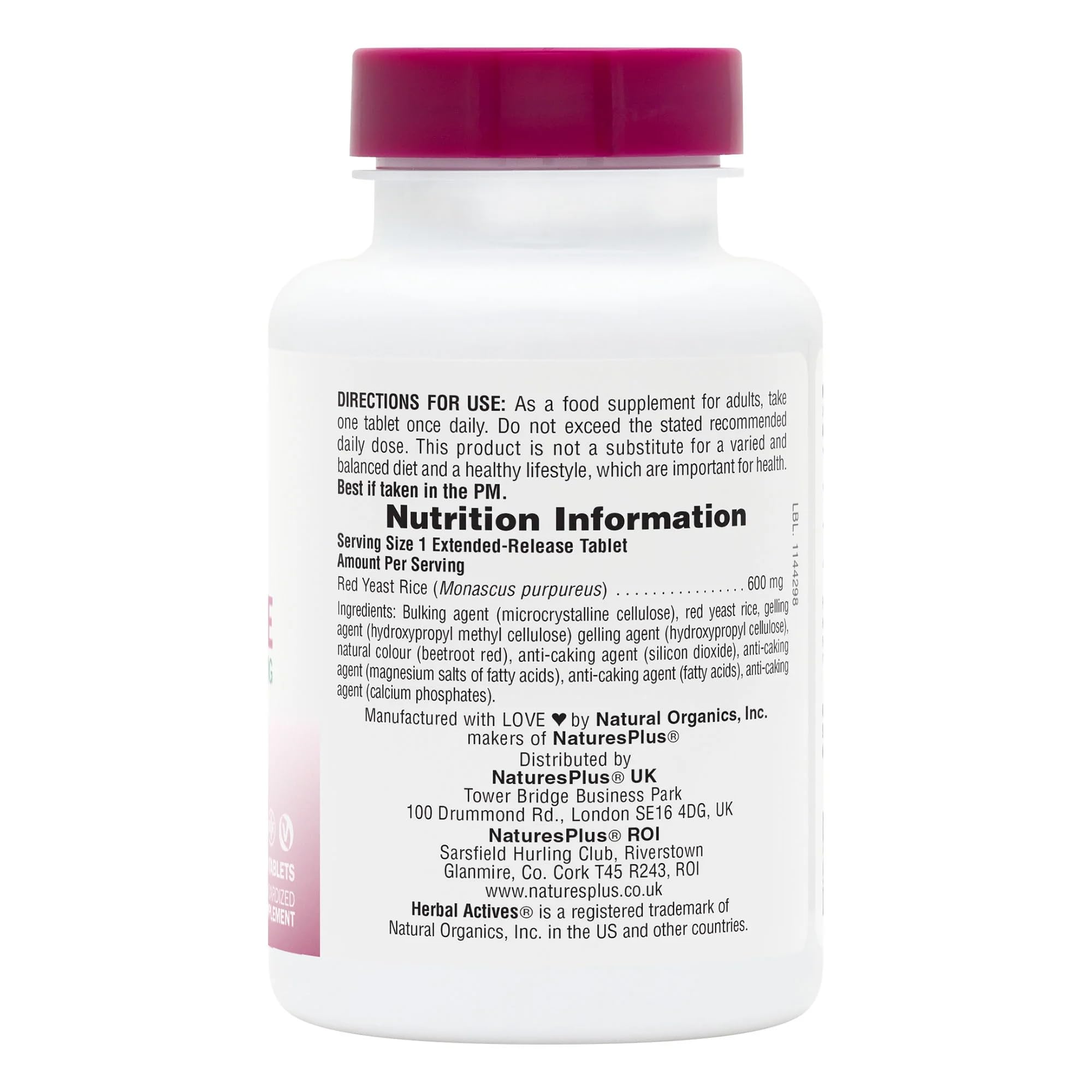 NaturesPlus Herbal Actives Red Yeast Rice Extended Release 600 mg – 120 Total Servings, Vegetarian & Gluten Free