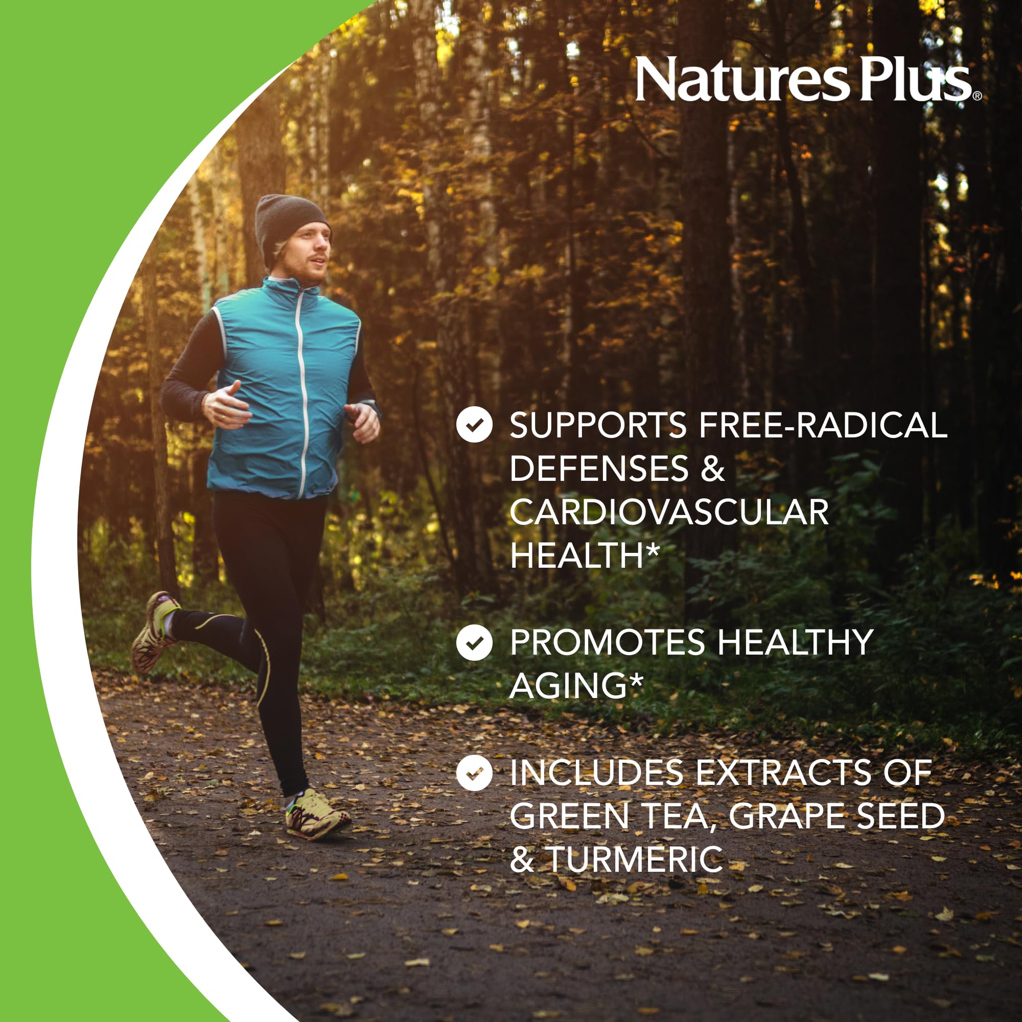 NaturesPlus Herbal Actives Resveratrol Extended Release 125 mg - 120 Vegetarian Tablets | Gluten-Free