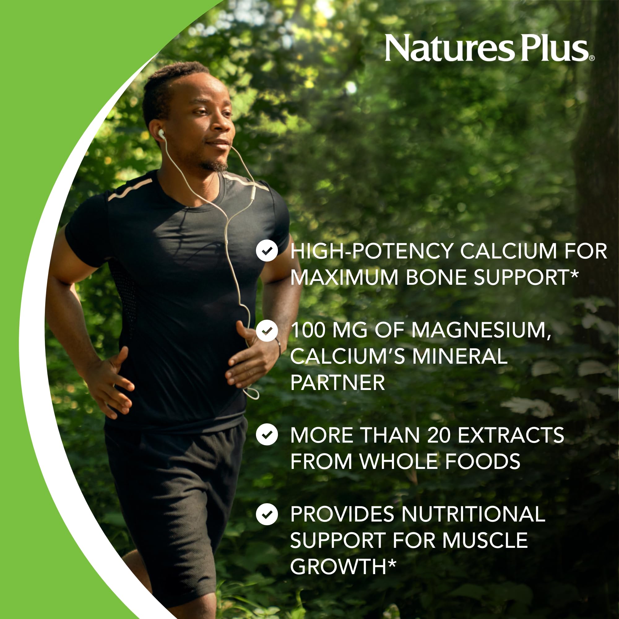 NaturesPlus Source of Life Garden Calcium - 120 Vegan Capsules (Pack of 2) | Organic, Gluten Free, Vegetarian, 60 Servings