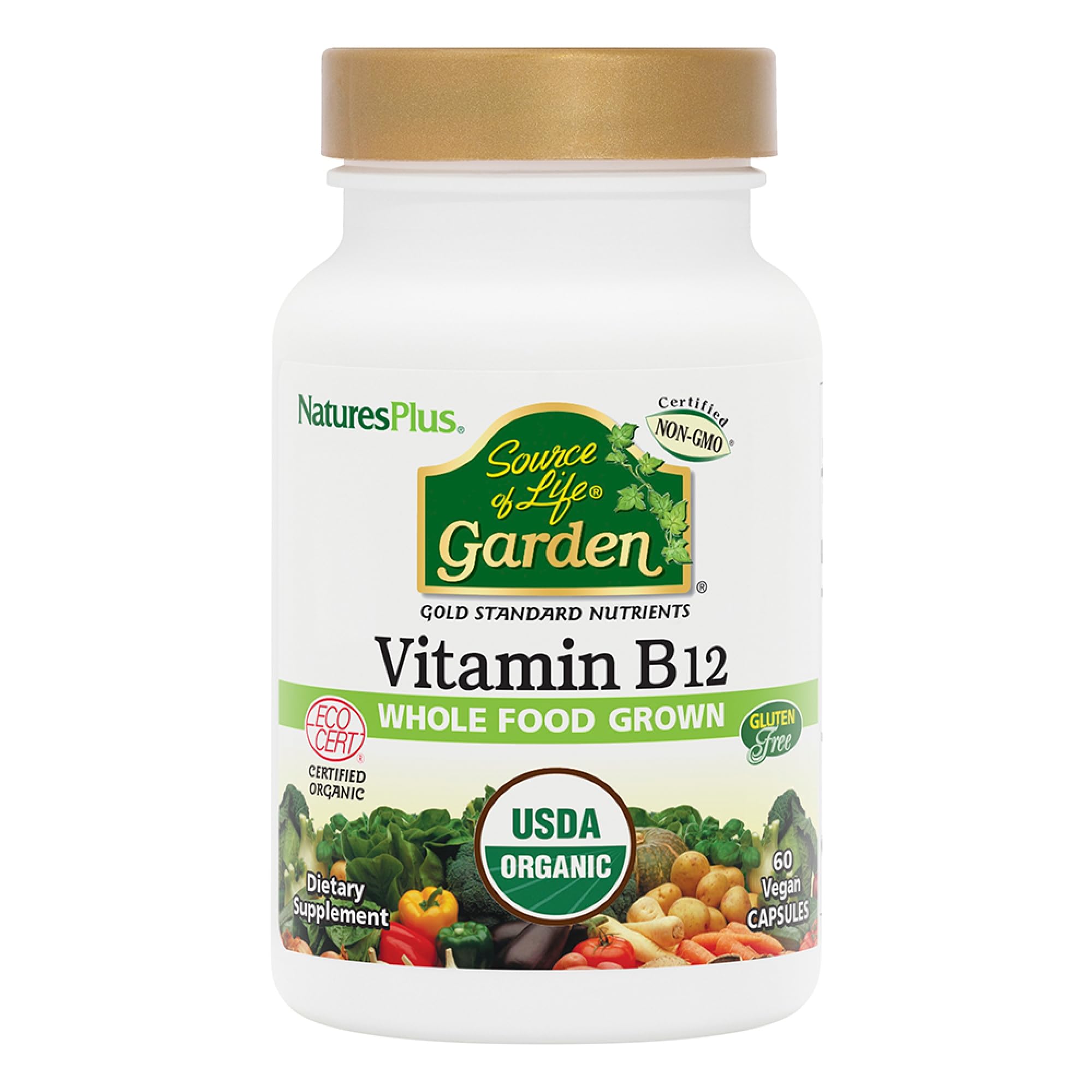 NaturesPlus Source of Life Garden Vitamin B12 – 60 Vegan Capsules (Pack of 2)