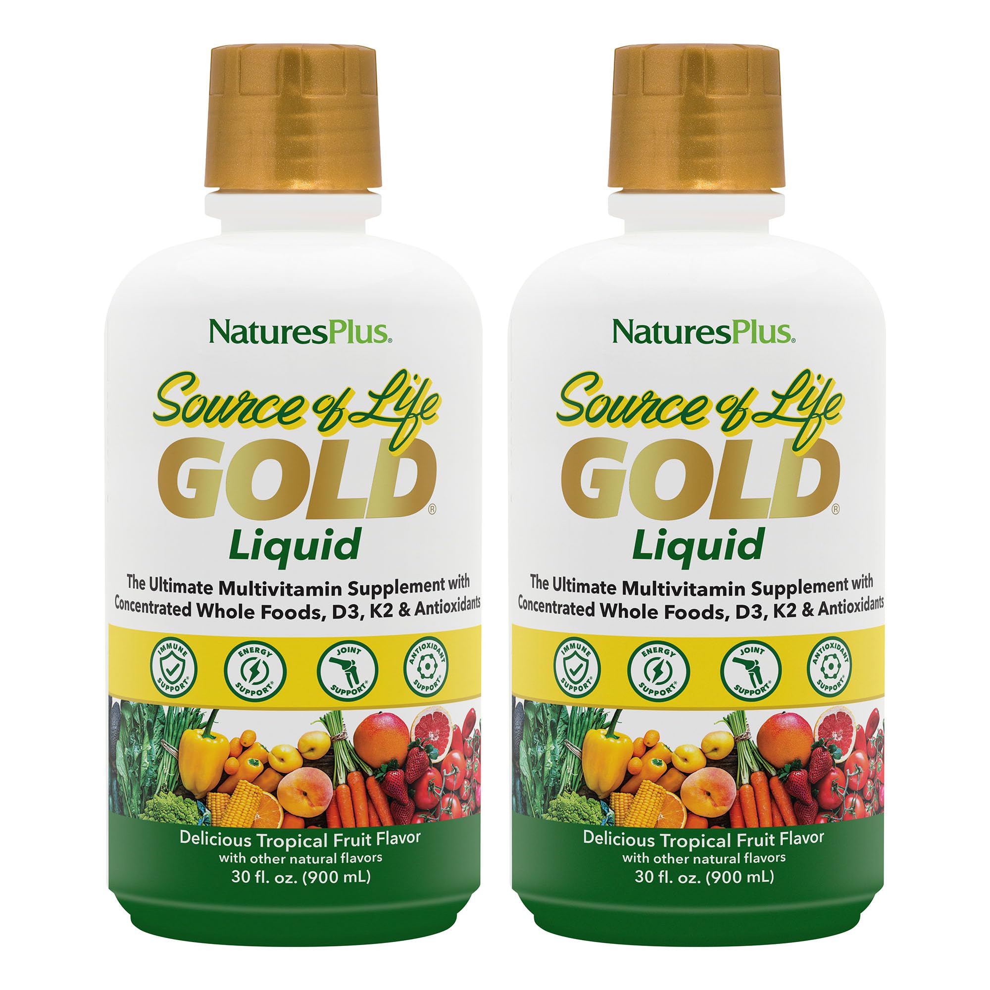 NaturesPlus Source of Life Gold Multivitamin Liquid – 30 fl oz, Pack of 2 (60 Servings per Bottle)