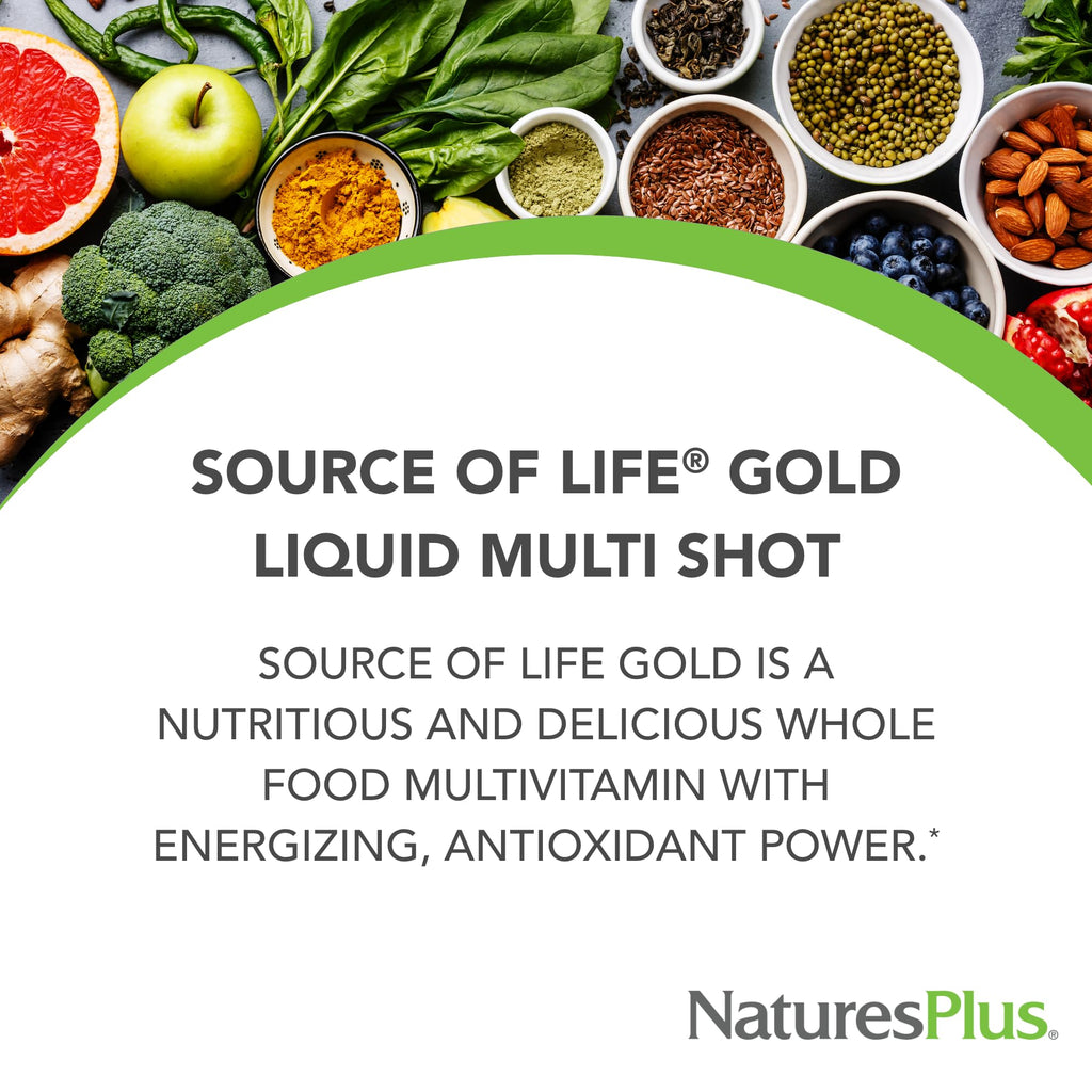 NaturesPlus Source of Life Gold Liquid ONE SHOT – 1 oz, Case of 12, Tropical Fruit