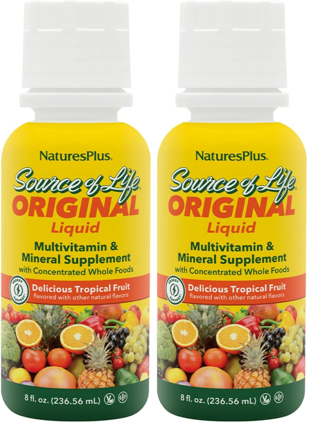 NaturesPlus Source of Life Liquid Tropical Fruit – 8 fl oz Multivitamin (Pack of 2)