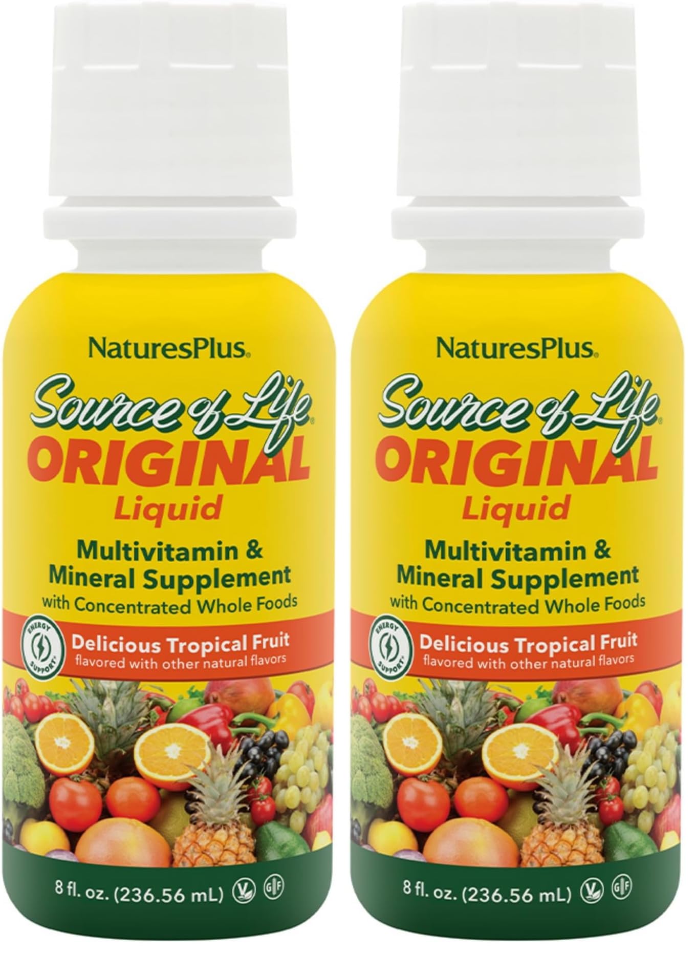 NaturesPlus Source of Life Liquid Tropical Fruit – 8 fl oz Multivitamin (Pack of 2)