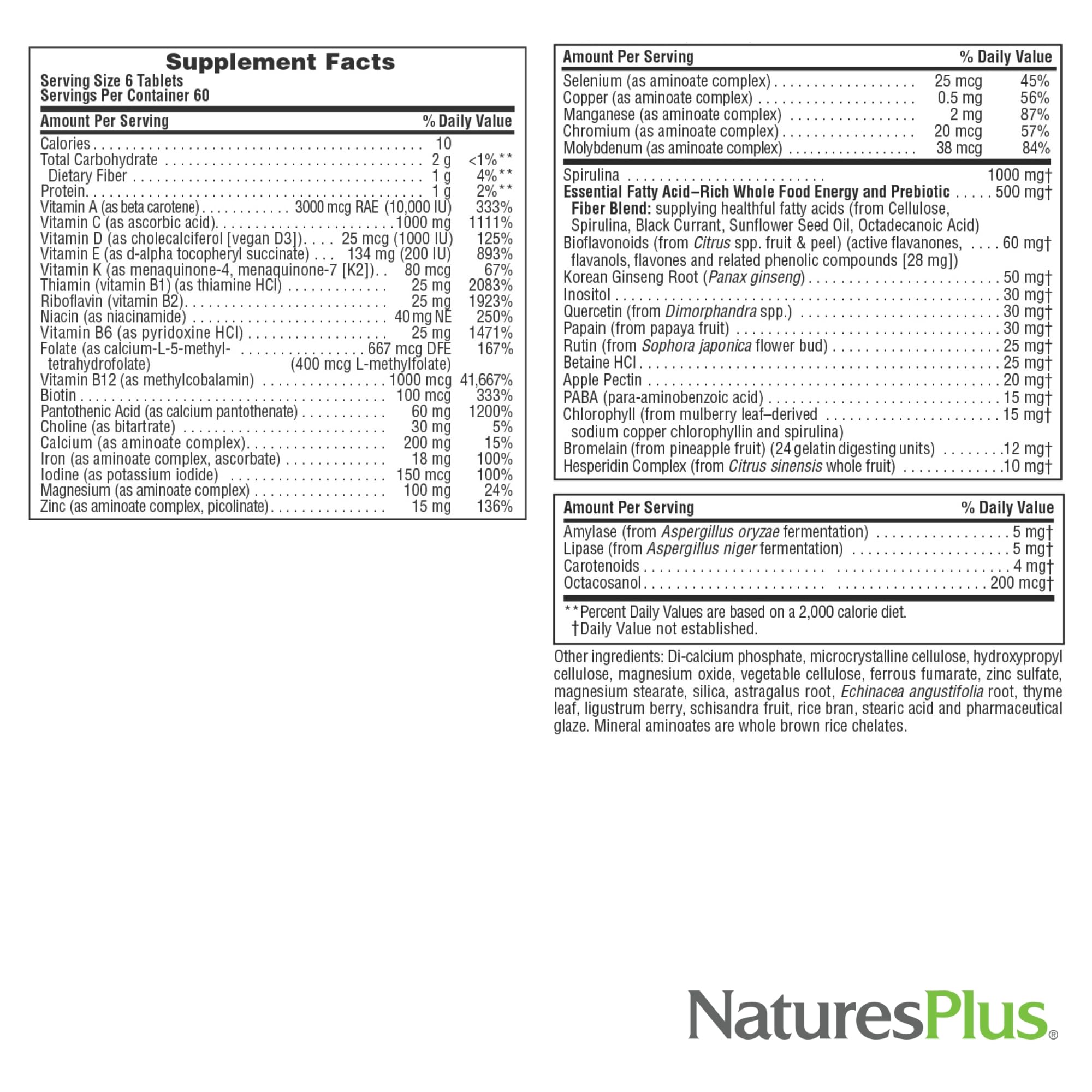 NaturesPlus Source of Life 360 Mini-Tabs – Gluten Free Vegetarian Multivitamin