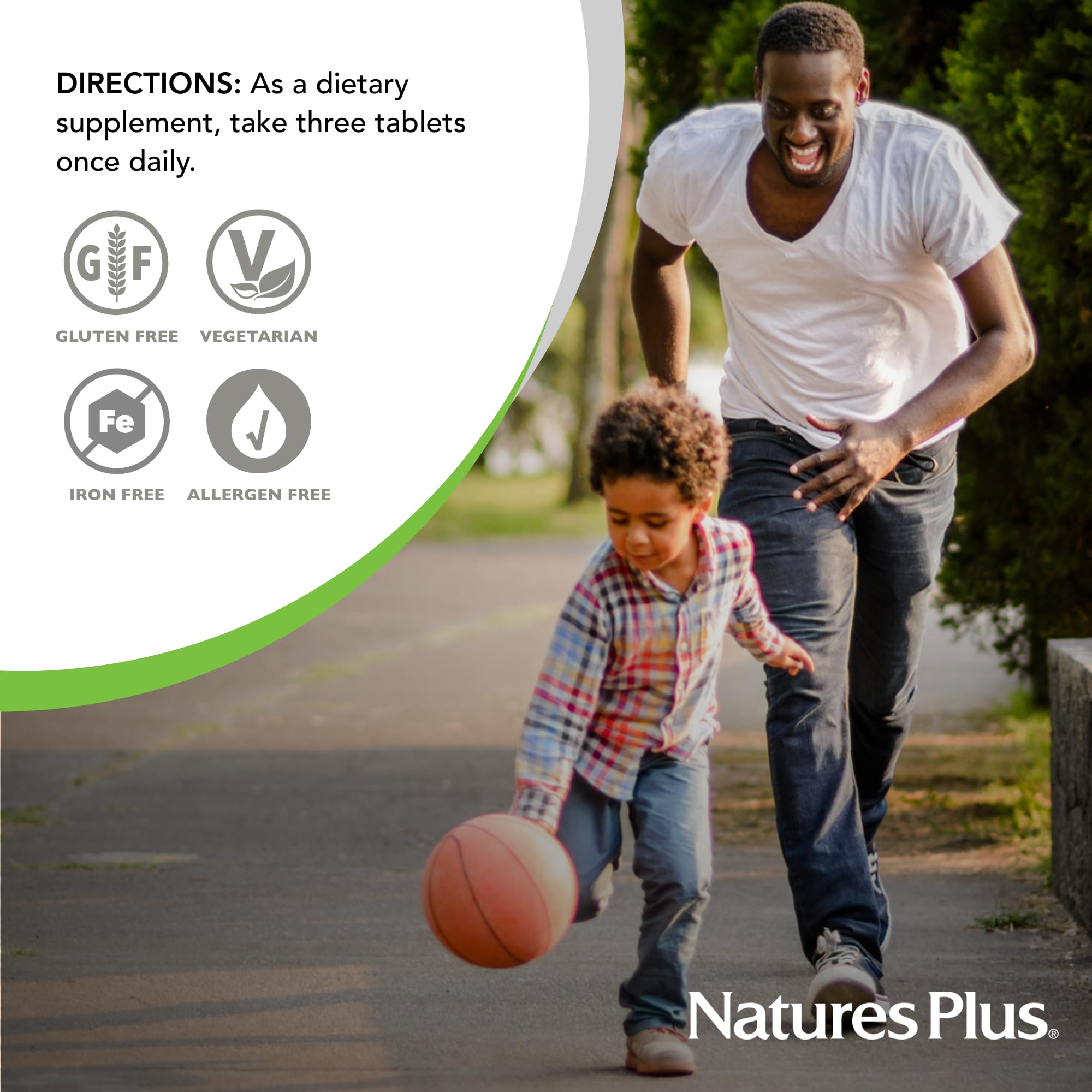 NaturesPlus Source of Life No Iron Tablets – Vegetarian Multivitamin, Gluten-Free, 60 Servings