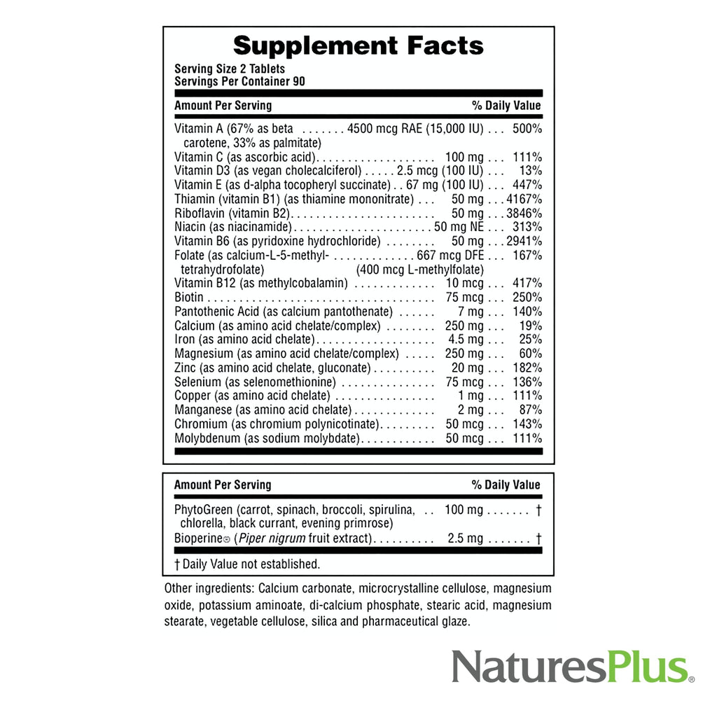 NaturesPlus Source of Life Power Teen - 180 Veg Tablets | Teen Multivitamin & Minerals | Gluten-Free