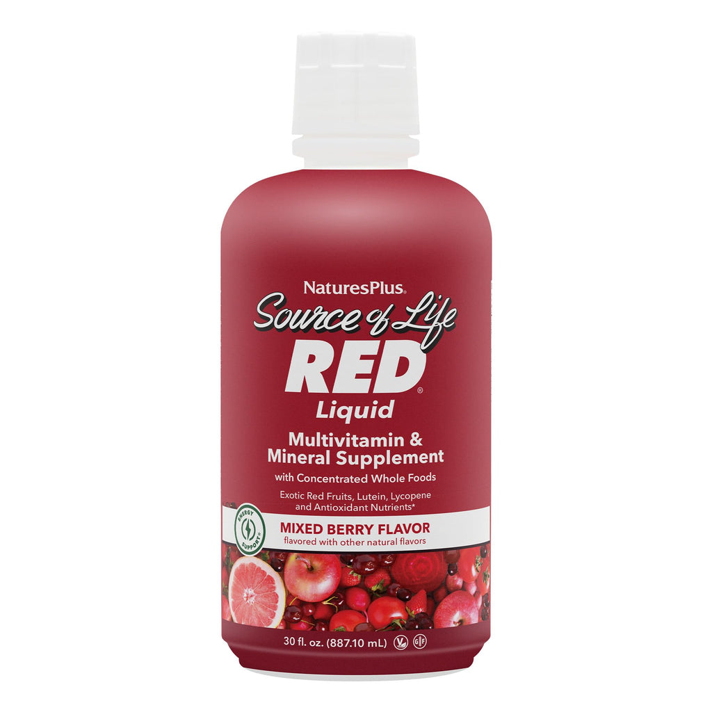 NaturesPlus Source of Life RED Multivitamin Liquid - 30 oz | Energy, Immune Support, Vegetarian & Gluten Free