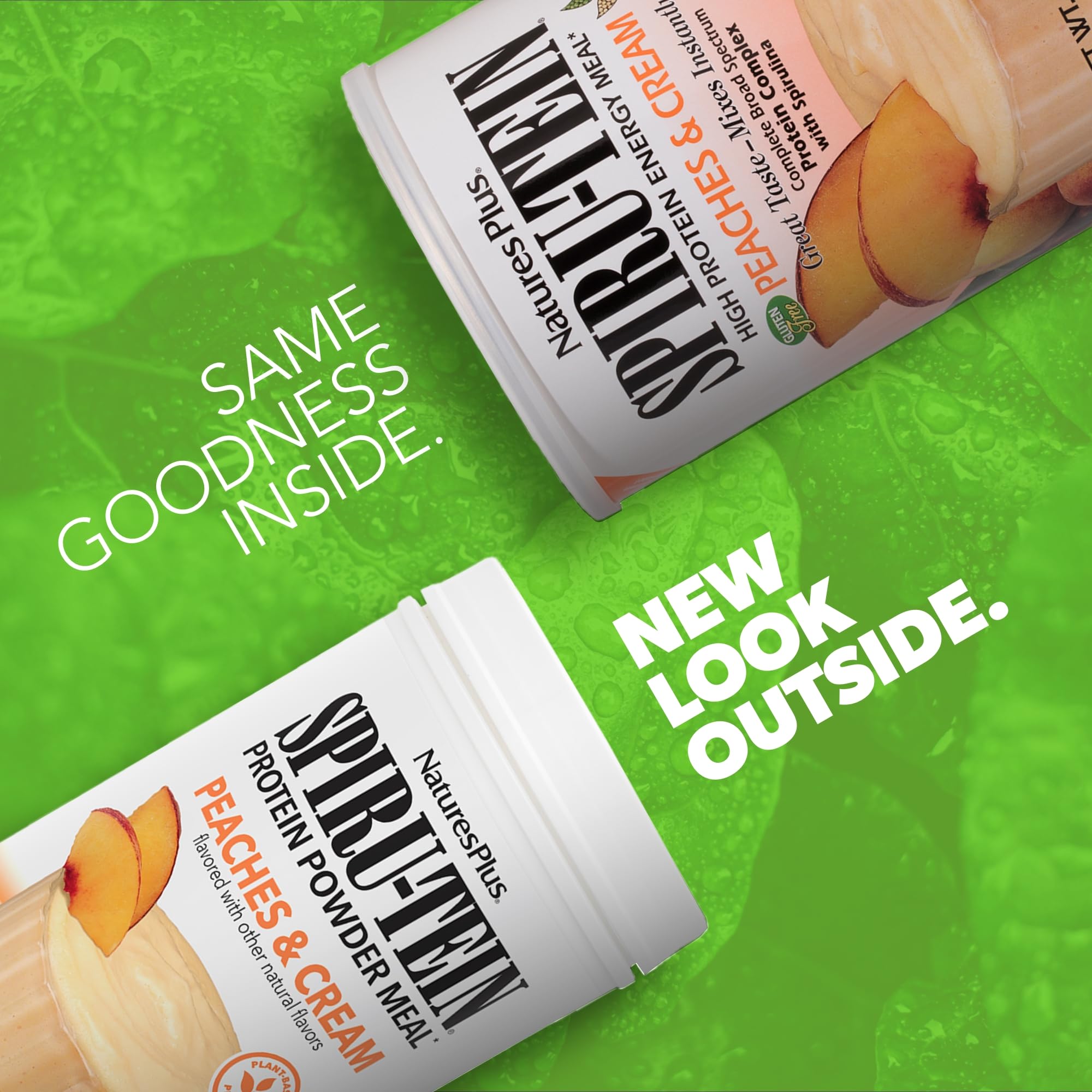 NaturesPlus SPIRU-TEIN Peaches & Cream - 2.24 lb Plant-Based Protein Powder