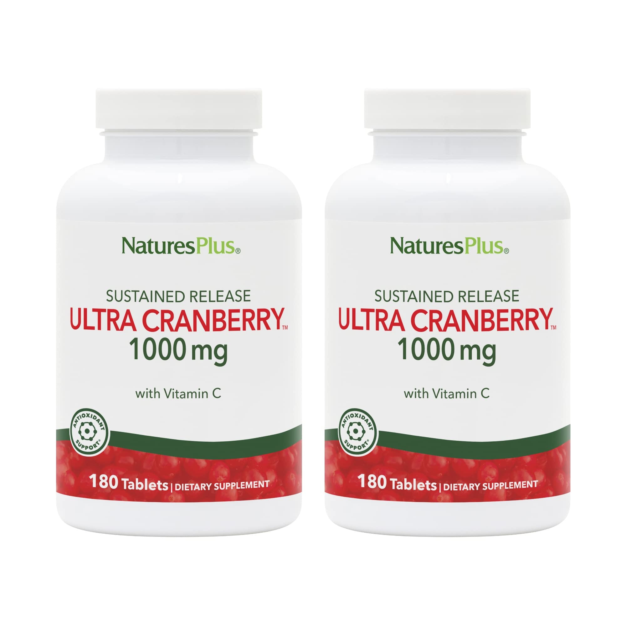 NaturesPlus Ultra Cranberry 1000-180 Sustained Release Tablets – Pack of 2, 180 Servings, Supports a Healthy Urinary Tract