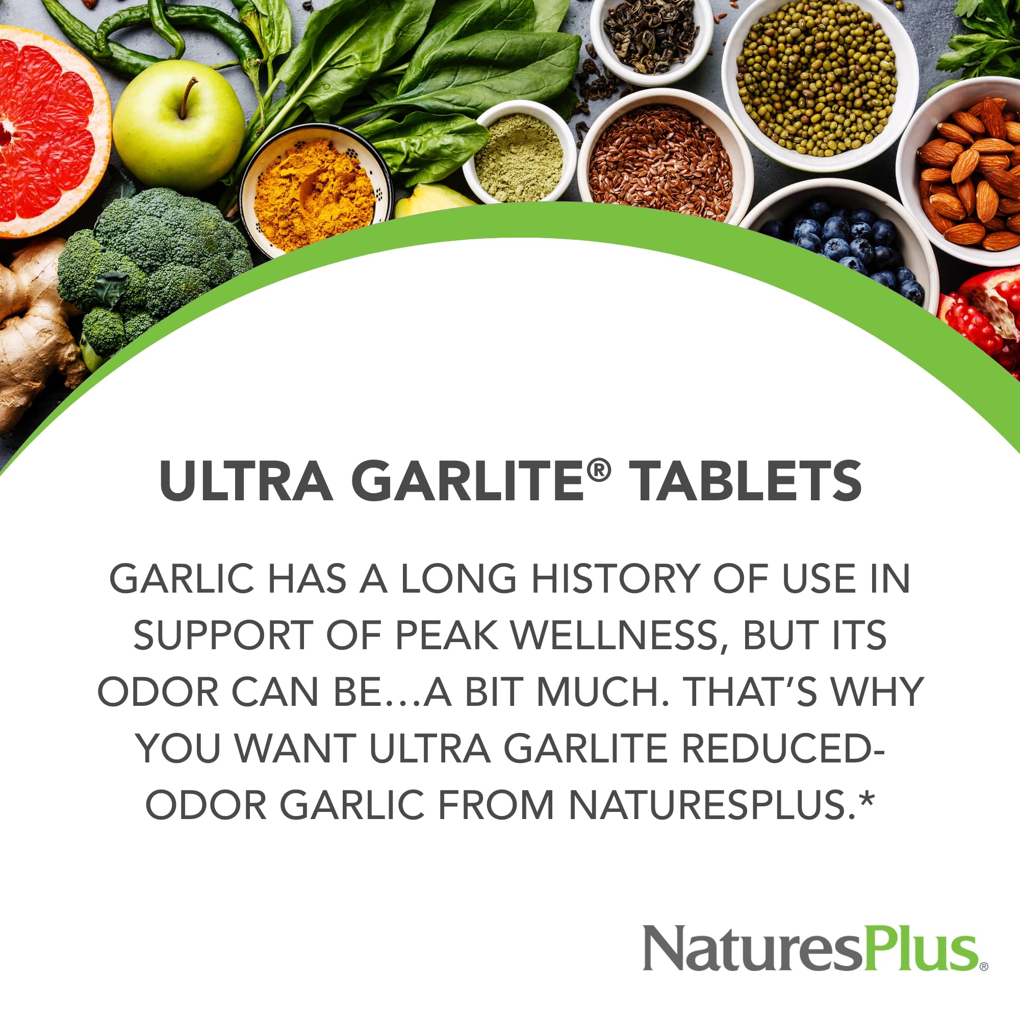 NaturesPlus Ultra Garlite 1000 mg - 90 Tablets | Odorless Garlic for Immune Support & Heart Health