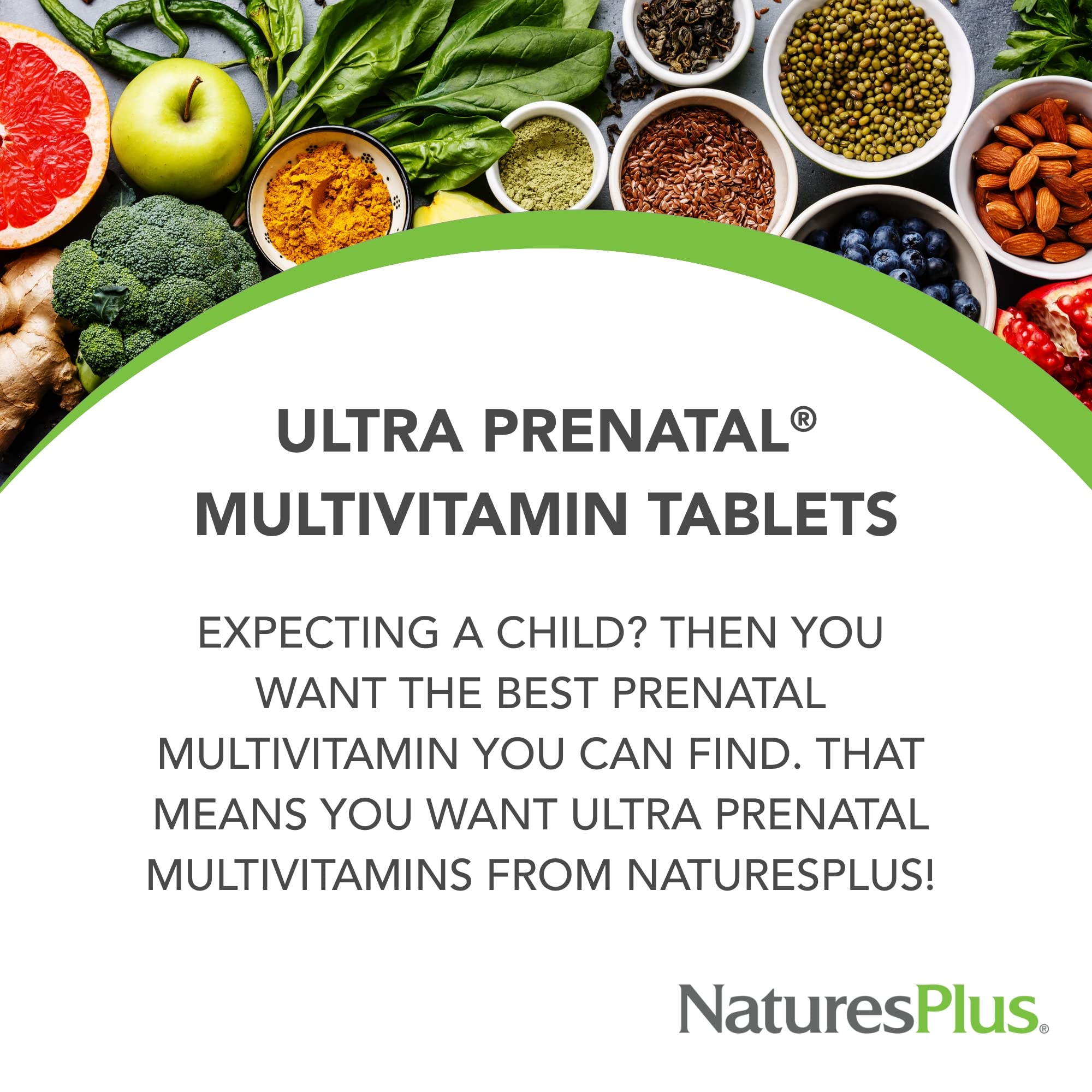 NaturesPlus Ultra Prenatal Multivitamin - 800 mcg Folate | 90 Vegetarian Tablets | Gluten-Free
