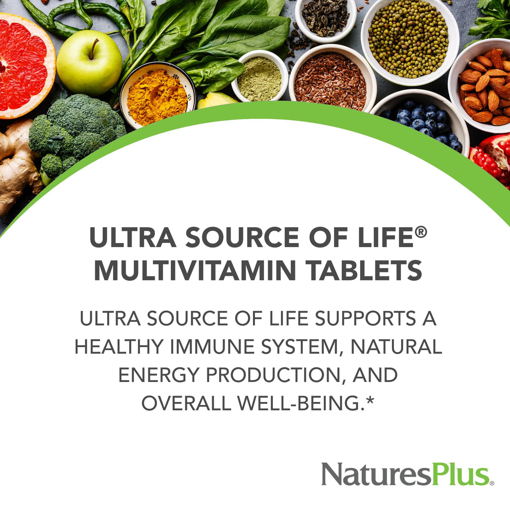 NaturesPlus Ultra Source of Life Multivitamin – 180 Tablets | Immune Support, Energy & Vitality | Lutein & Vitamin D3 | Vegetarian & Gluten Free – 60 Servings