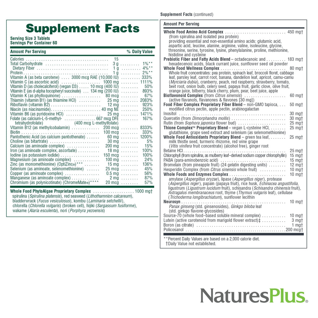 NaturesPlus Ultra Source of Life Multivitamin – 180 Tablets | Immune Support, Energy & Vitality | Lutein & Vitamin D3 | Vegetarian & Gluten Free – 60 Servings