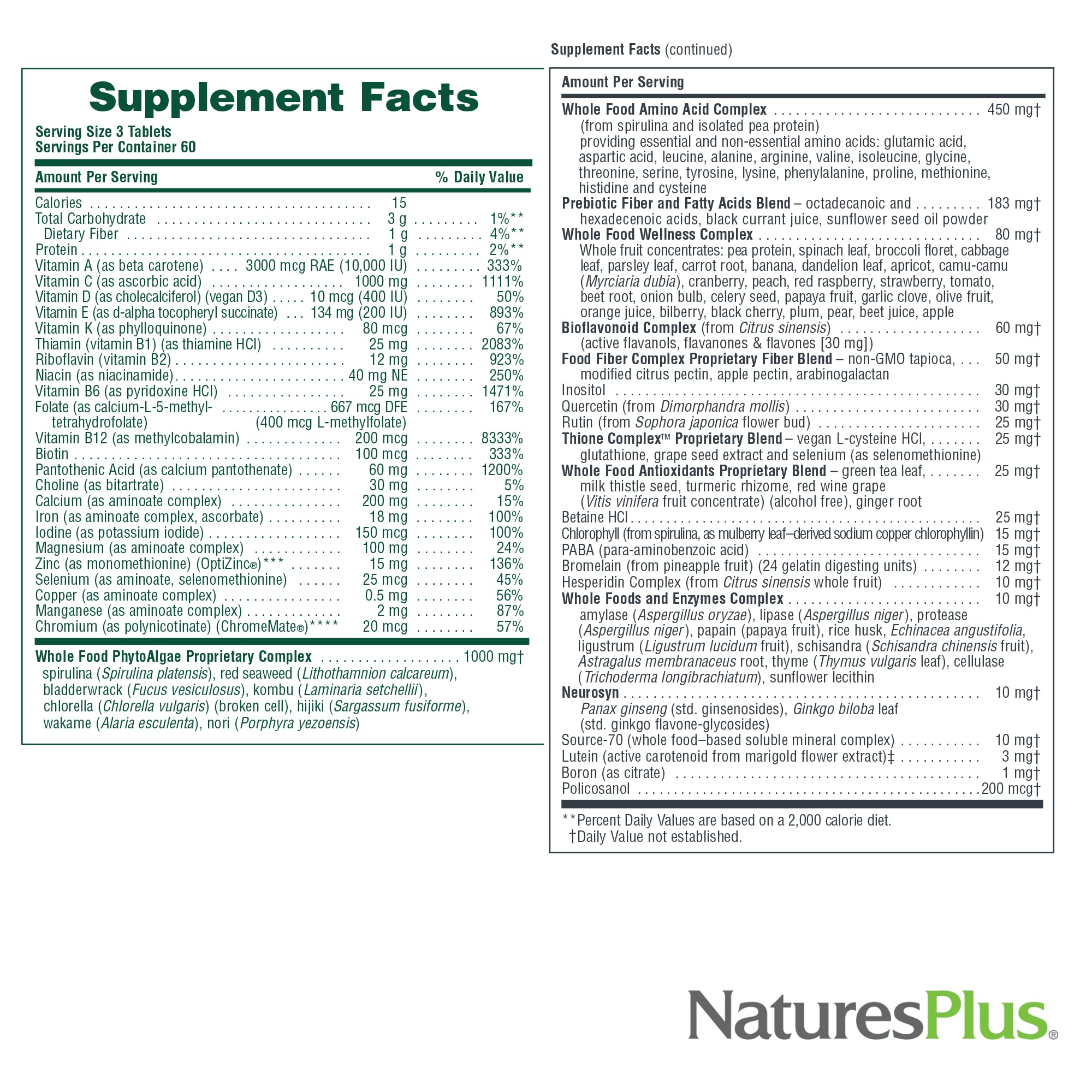 NaturesPlus Ultra Source of Life Multivitamin – 180 Tablets | Immune Health, Energy & Vitamin D3