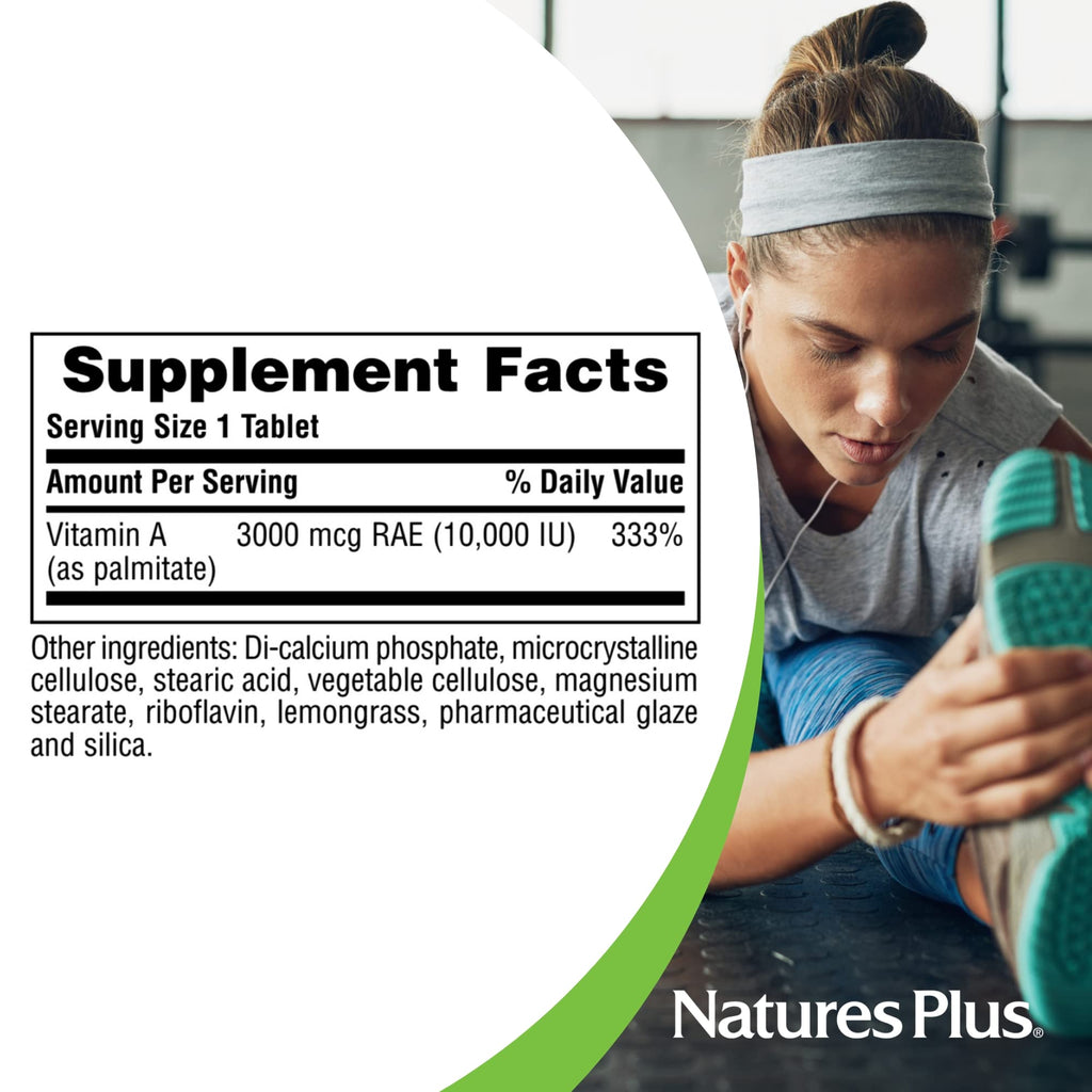 NaturesPlus Vitamin A Palmitate 10,000 IU - Healthy Skin, Eyes, Vision & Immunity | 90 Vegetarian Tablets