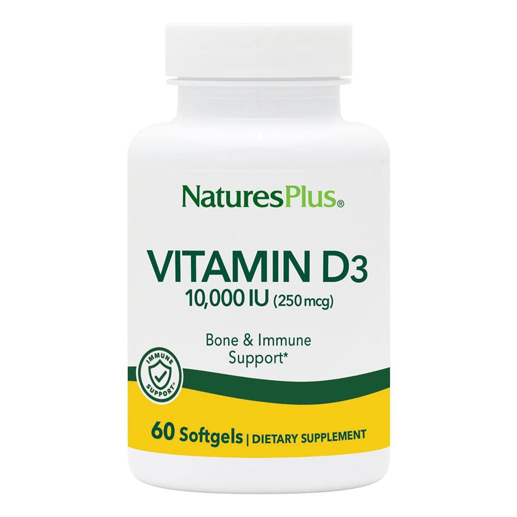NaturesPlus Vitamin D3 10,000 IU - 60 Softgels | Bone Health & Immune Support | Gluten-Free
