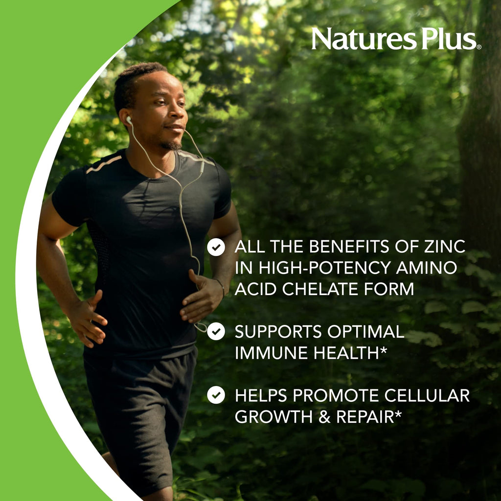 NaturesPlus Zinc Tablets 30 mg - 90 Vegetarian Tablets | Immune Support, Digestion & Metabolism