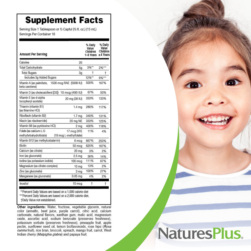 NaturesPlus Animal Parade Kids Liquid Multivitamin - Tropical Berry, 8 oz