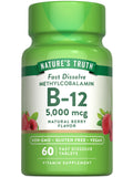 Nature's Truth B12 Vitamin 5000 mcg - 60 Tablets - Fast Dissolve Berry Flavor - Vegan, Non-GMO & Gluten-Free