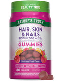 Nature's Truth Hair Skin Nails Gummies - 80 Count, 2500mcg Biotin | Vegan