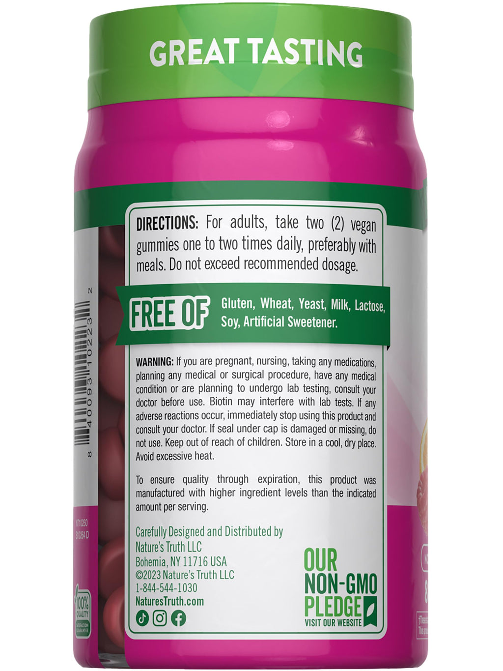 Nature's Truth Hair Skin Nails Gummies - 80 Count, 2500mcg Biotin | Vegan