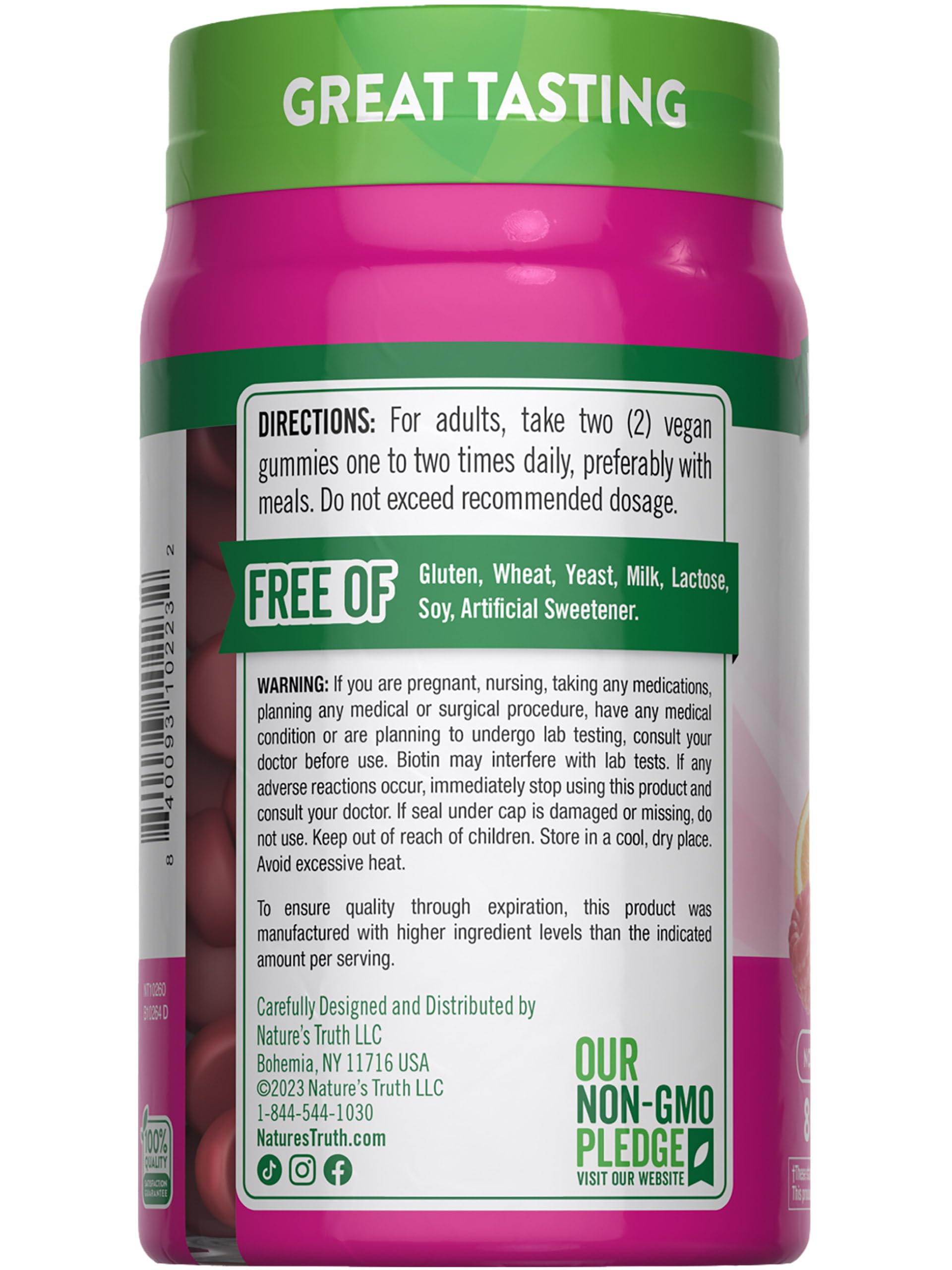 Nature's Truth Hair Skin Nails Gummies - 80 Count, 2500mcg Biotin | Vegan