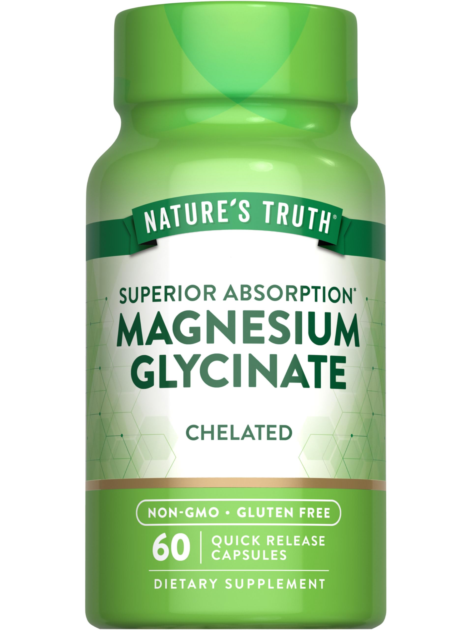 Nature's Truth Magnesium Glycinate 200mg – 60 Count | Non-GMO, Gluten Free