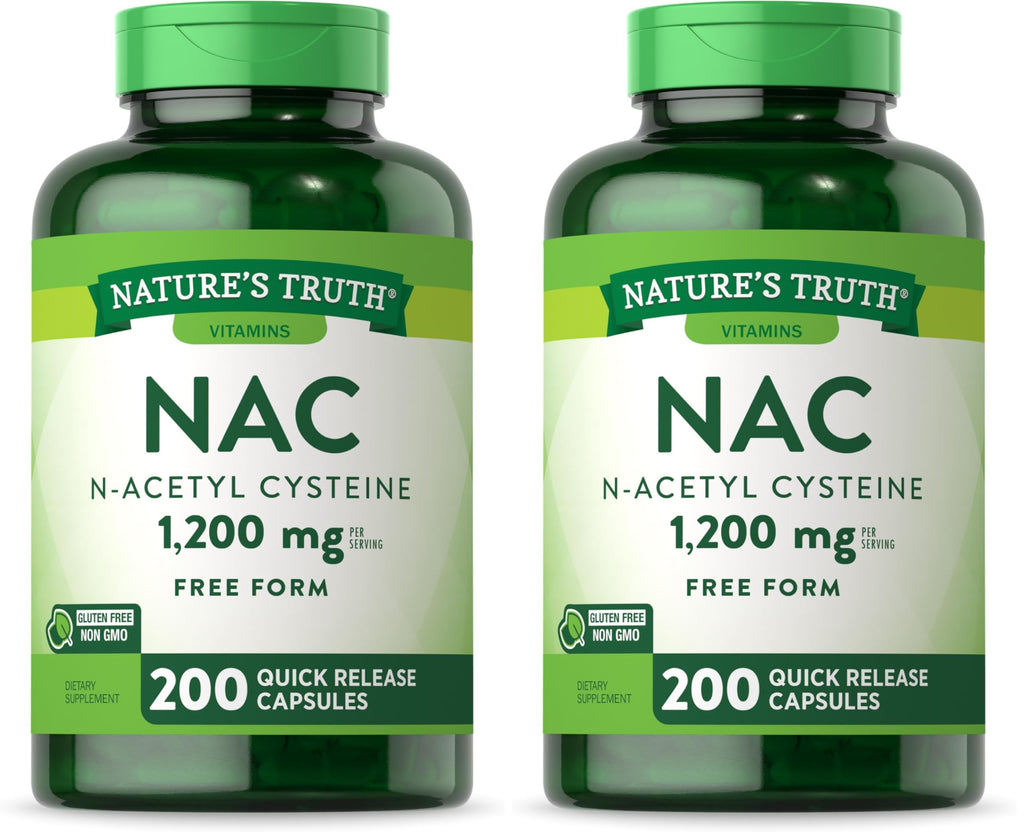 Nature's Truth NAC N-Acetyl Cysteine 1,200 mg | 200 Capsules | Pack of 2 | Non-GMO & Gluten Free