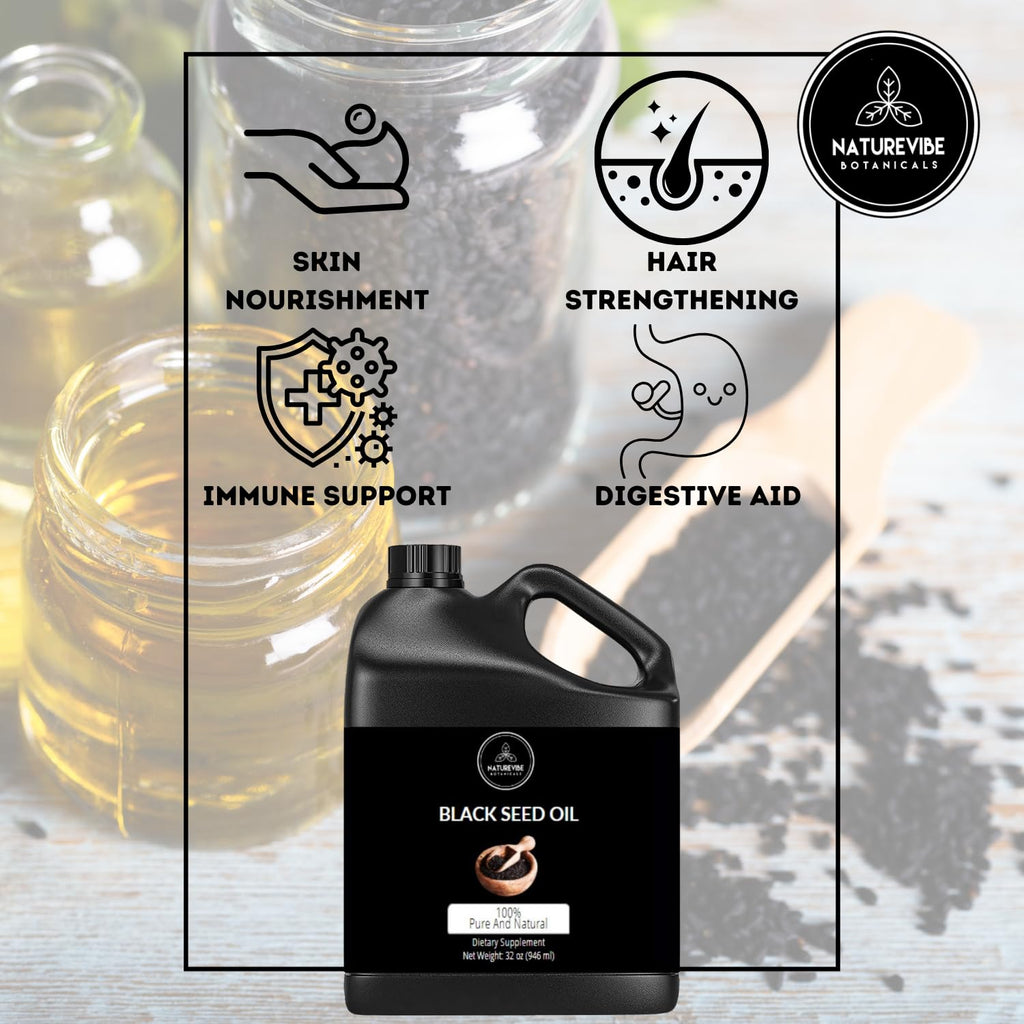 Naturevibe Botanicals Black Cumin Seed Oil 32 oz | Immune Support