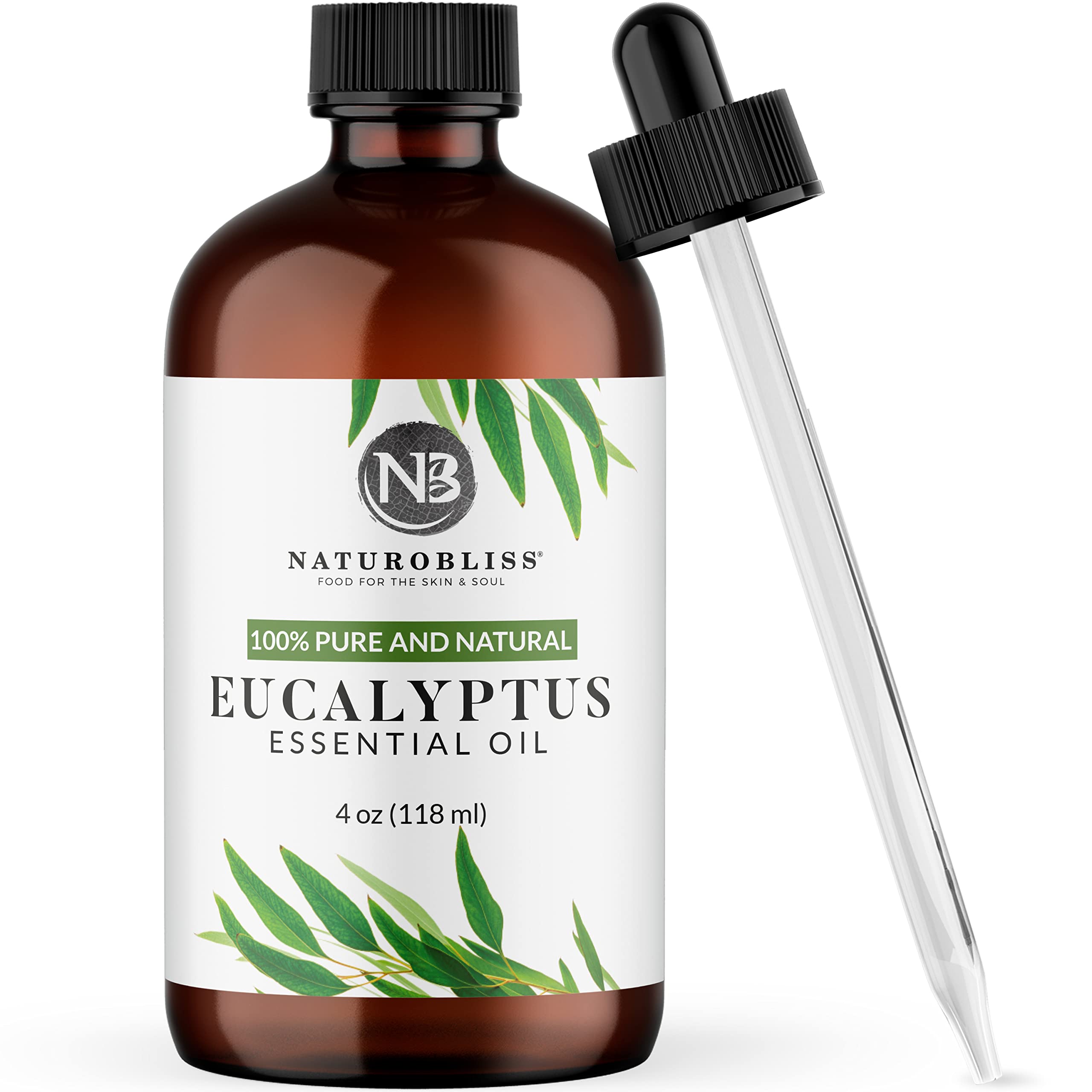 NaturoBliss 100% Pure Eucalyptus Essential Oil (4oz) – Undiluted, Therapeutic Grade Aromatherapy
