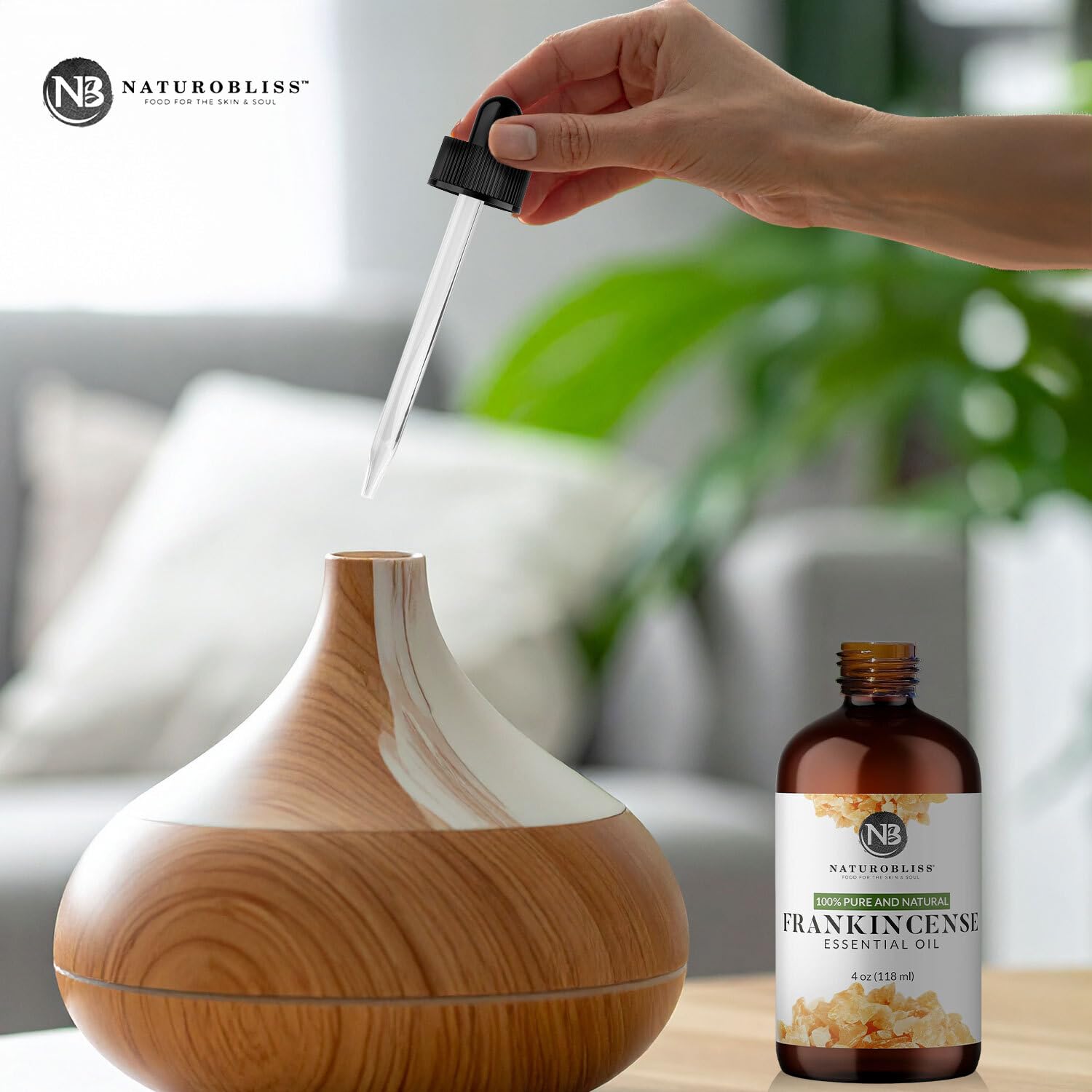 NaturoBliss 100% Pure Frankincense Essential Oil – 4 fl oz | Therapeutic Grade with Glass Dropper