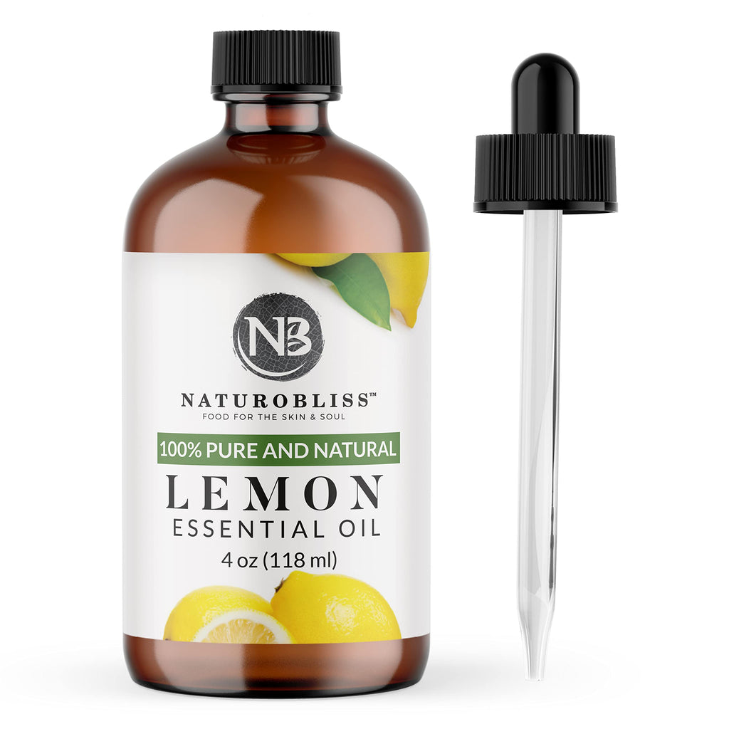 NaturoBliss 100% Pure Lemon Essential Oil – Therapeutic Grade, 4 oz with Glass Dropper