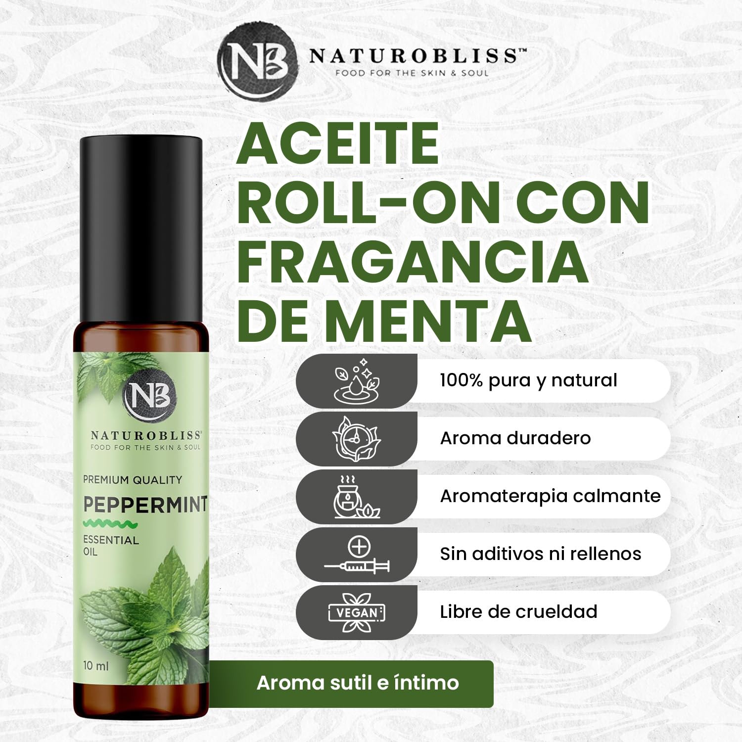 NaturoBliss Peppermint Essential Oil Roll-On, 10 ml