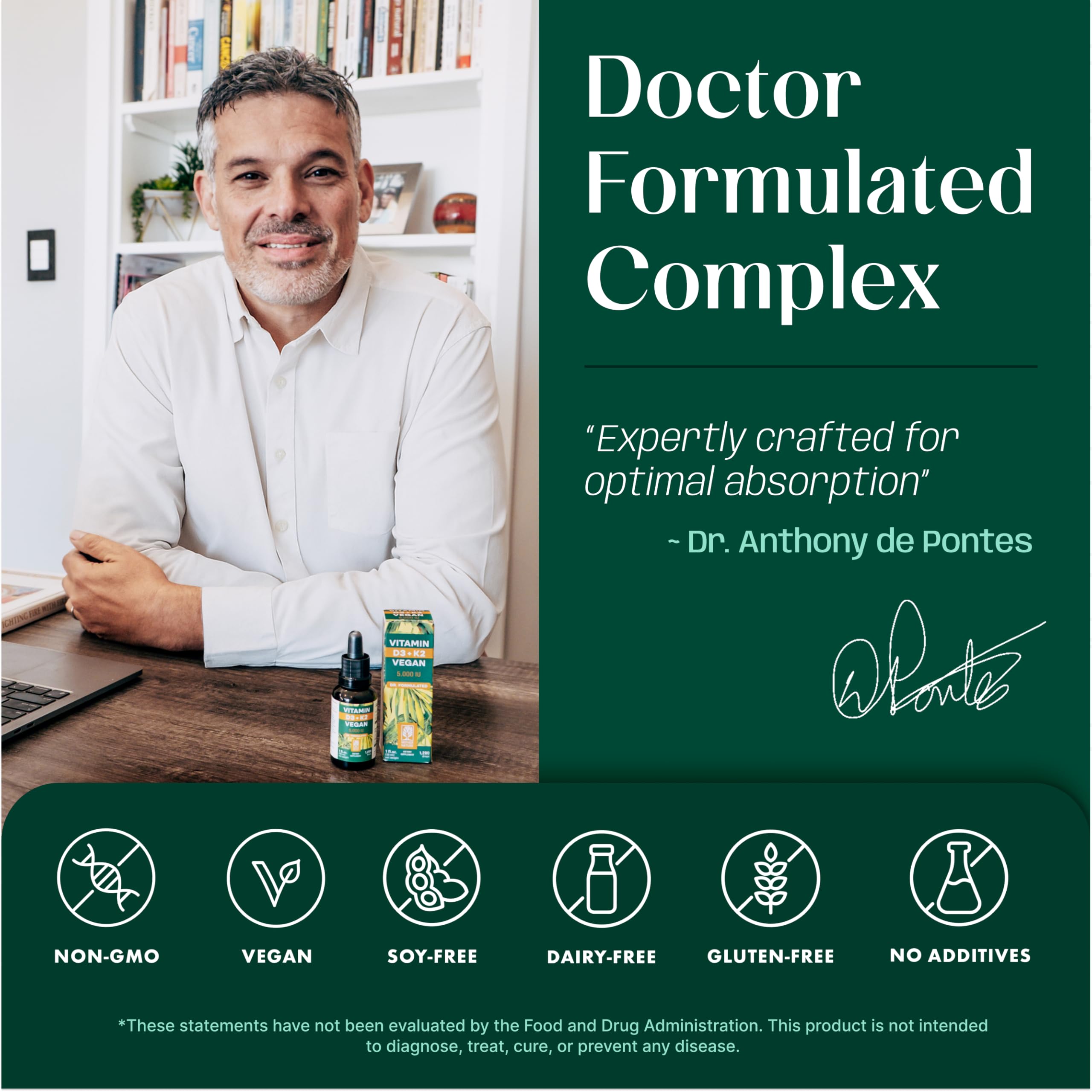 NATURTREU Vegan Vitamin D3 K2 Liquid Drops with MCT Oil - 240 Servings, 3X Absorption, Non-GMO, Doctor-Formulated