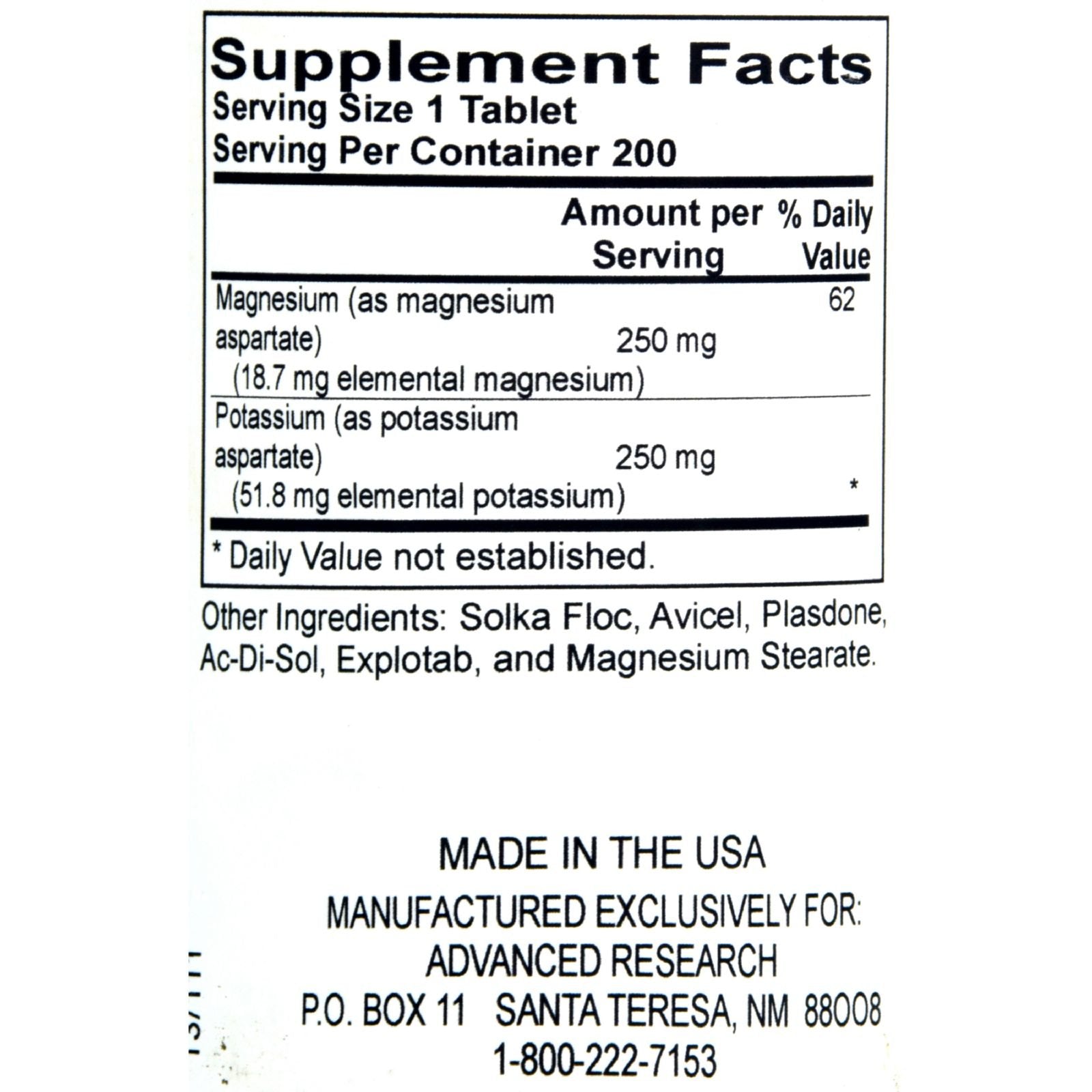 NCI Advanced Research K Mg Capsules - 200 Count | Dr. Hans Nieper