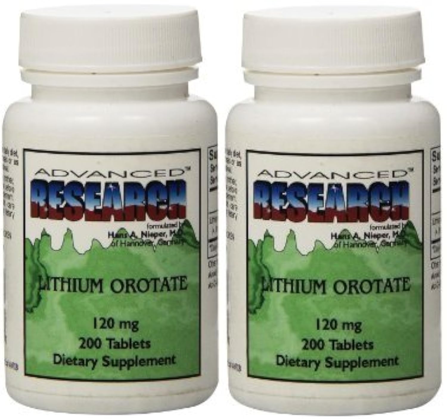 NCI Advanced Research Dr. Hans Nieper Lithium Ootate Tablets 120 mg 200 tablets (pack of 2)