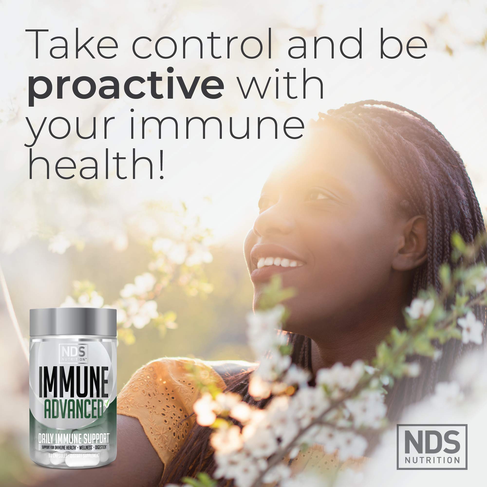 NDS Nutrition Advanced Immune Booster - Elderberry, Vitamin C, D, Zinc & Probiotic (90 capsules)