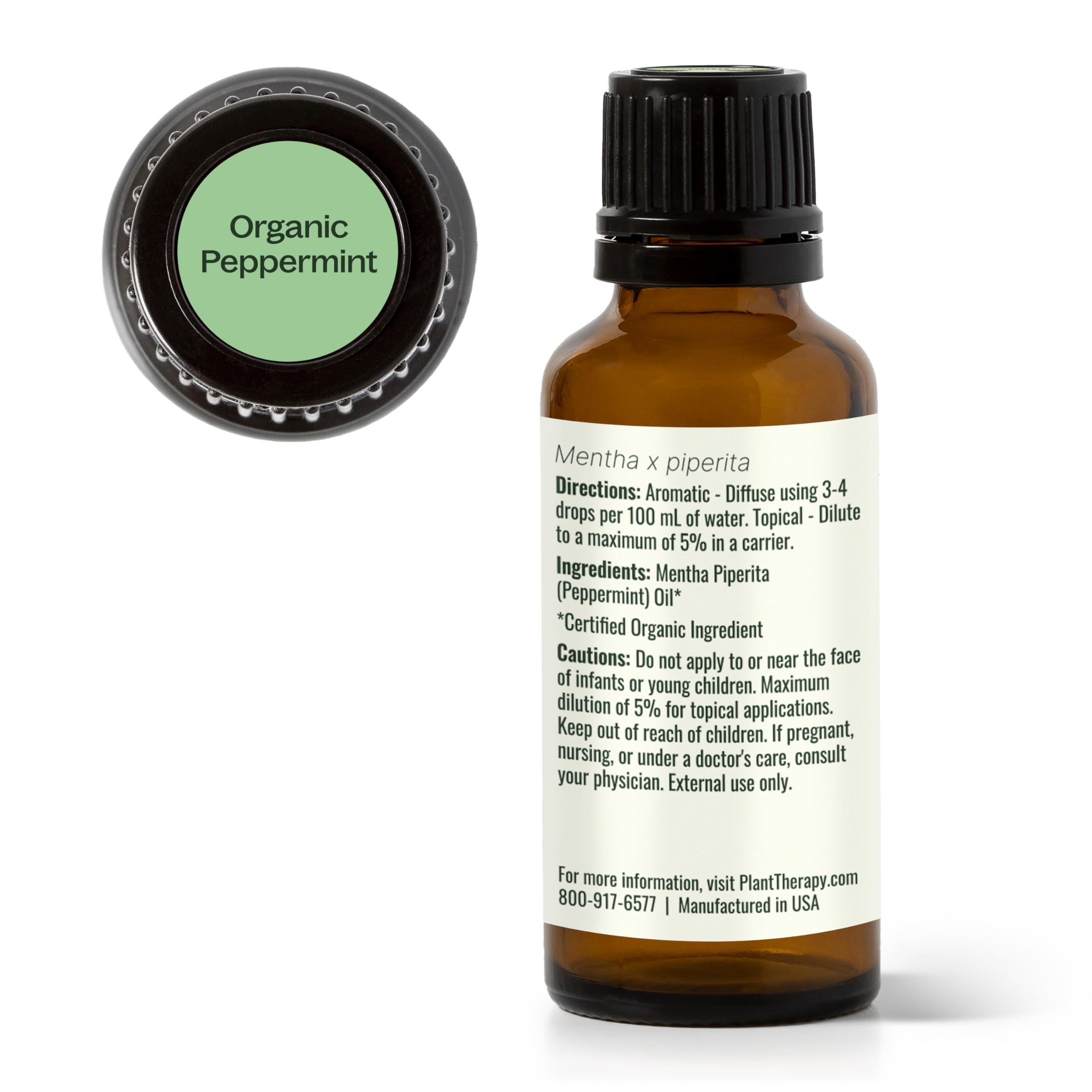 Plant Therapy Organic Peppermint Essential Oil 30 mL - 100% Pure, USDA Organic