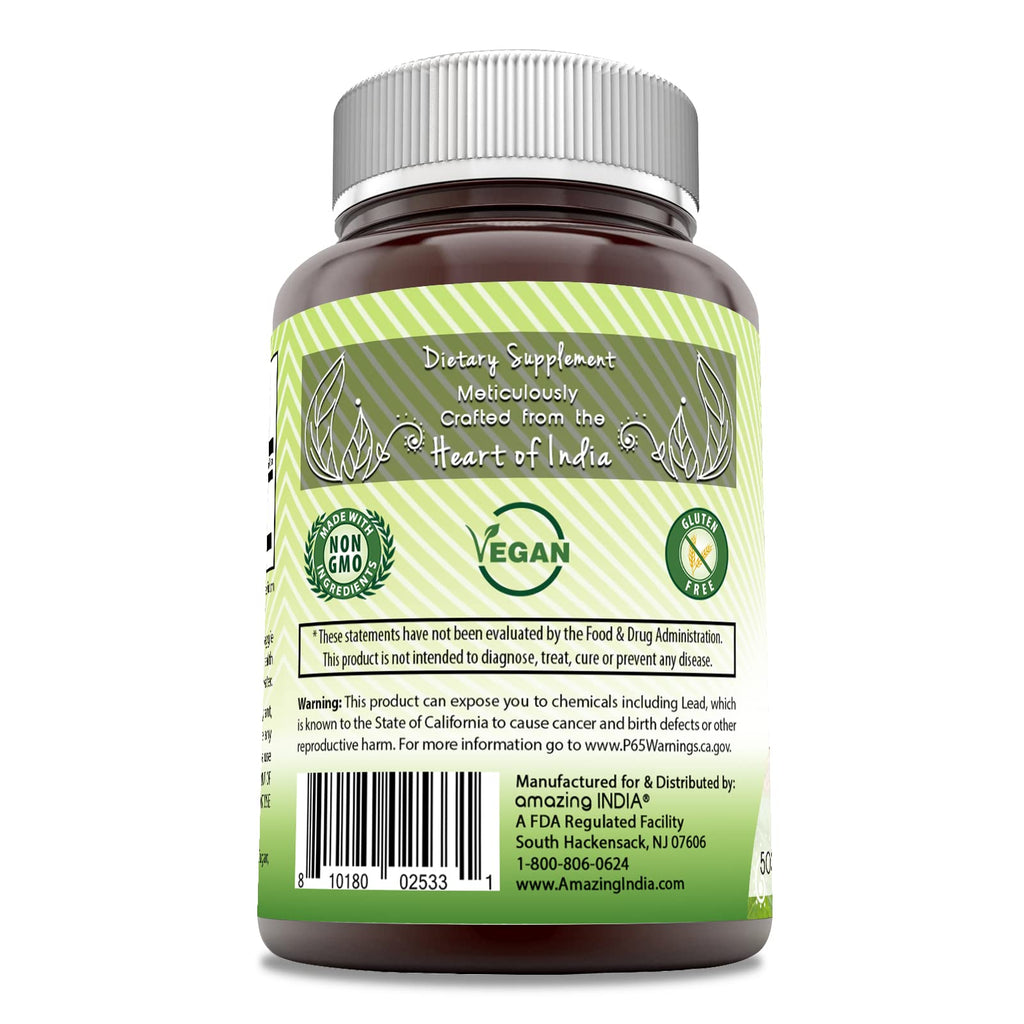Amazing India Neem 500mg Supplement - 120 Veggie Capsules | Non-GMO, Gluten-Free, Made in USA