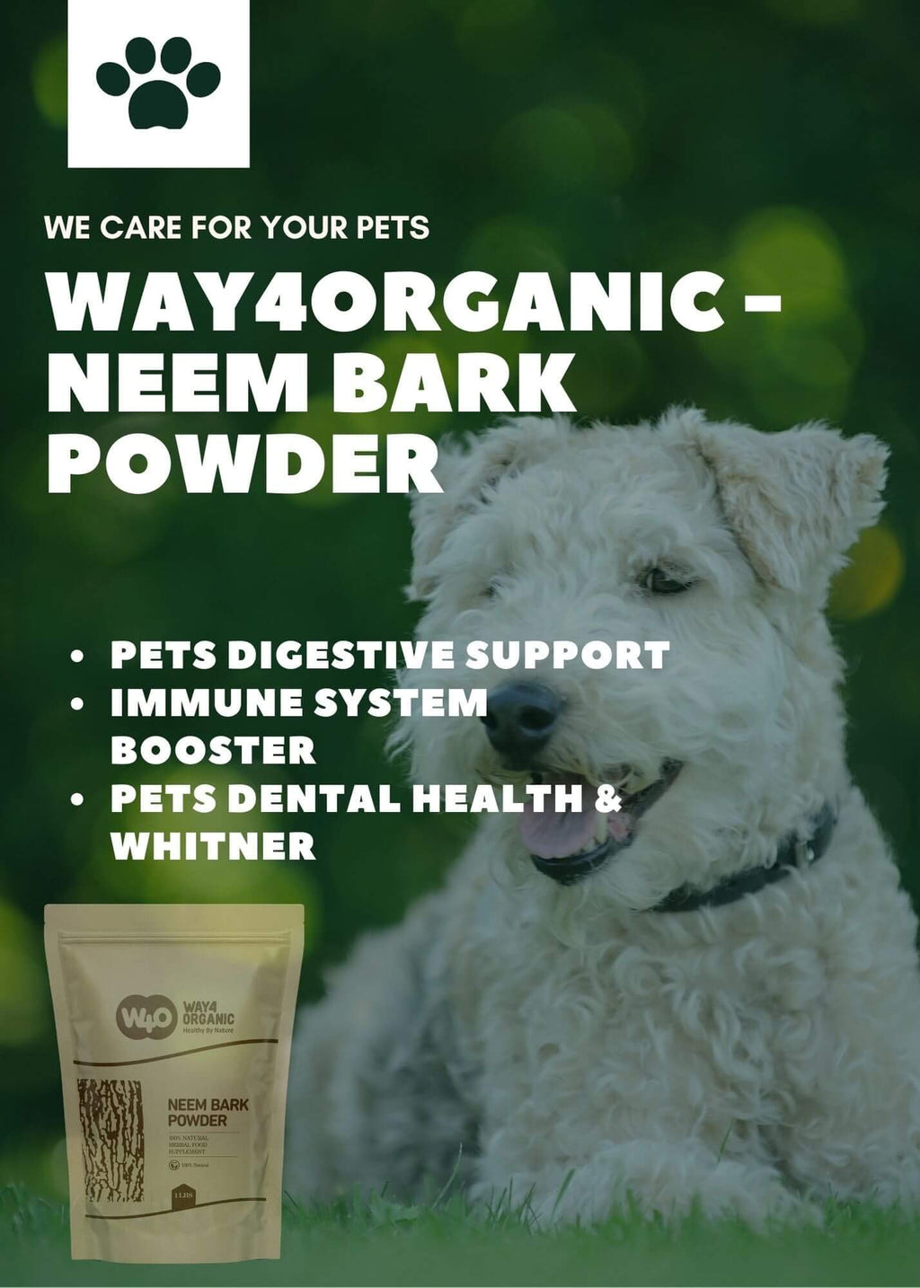 Neem Bark Powder 16 Oz (1 lb) - Dental & Digestion Support - Tooth Powder - Way4Organic
