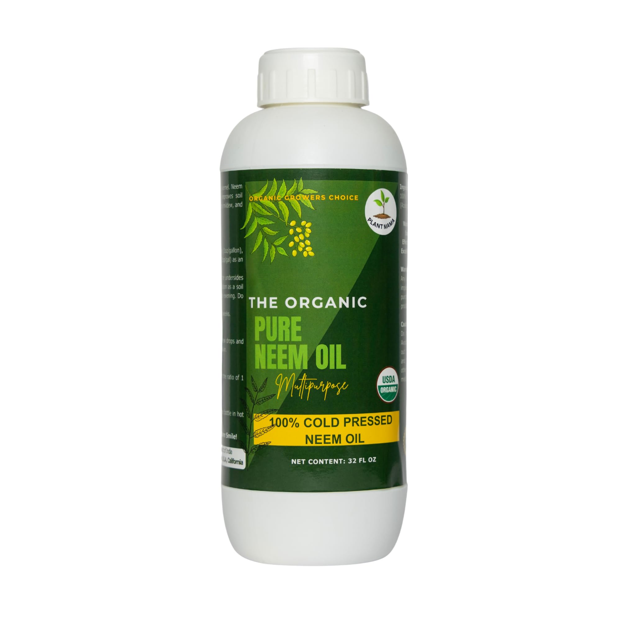 Organic 100% Cold-Pressed Neem Oil (32 Fl Oz) – Pure, Unrefined Neem Oil for Hair, Skin, Plants & Pets